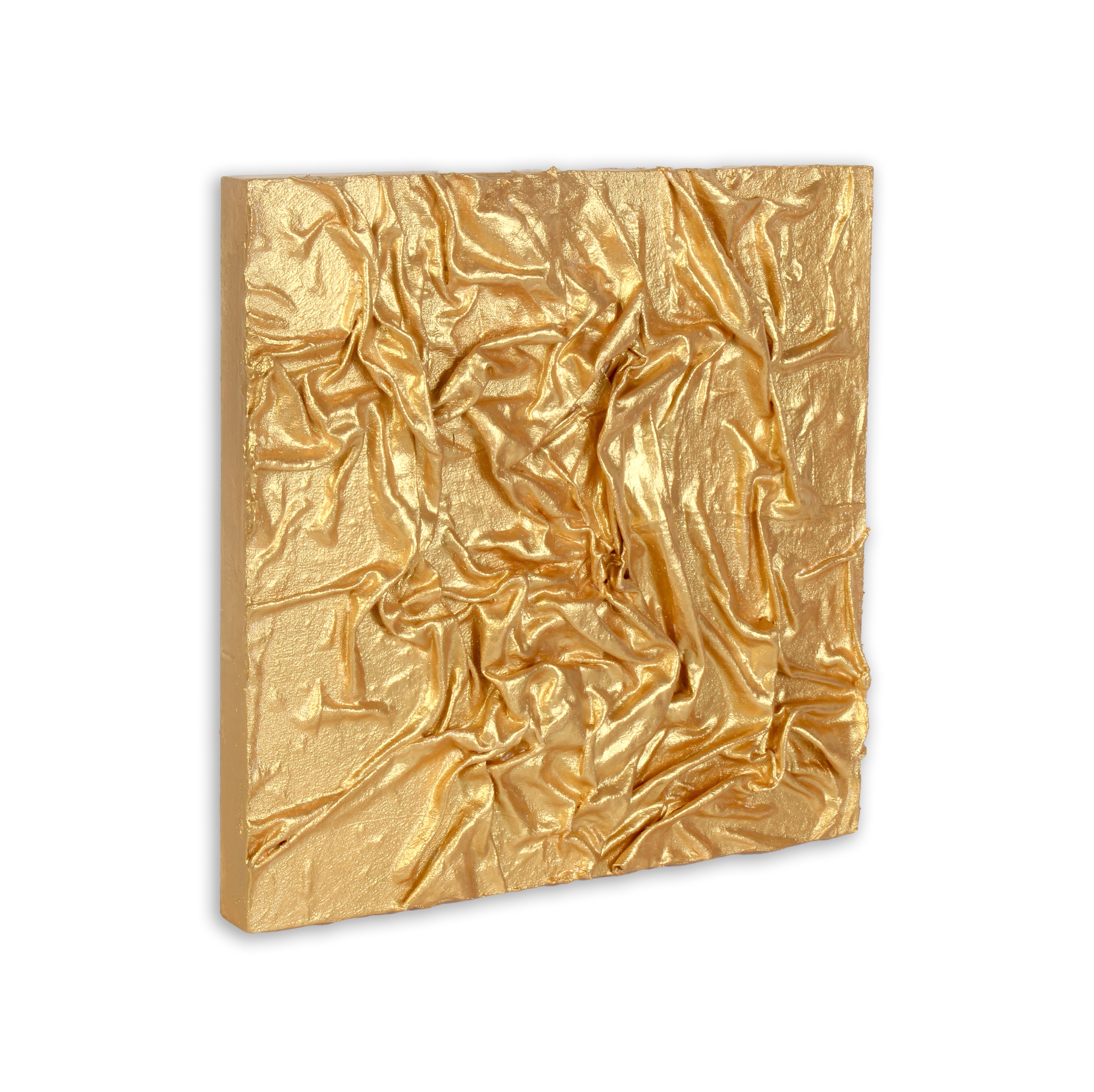 Wall Decor Faux Leather Art Gold Sheen Approx H12 X L12 X D0.78inch 1pc