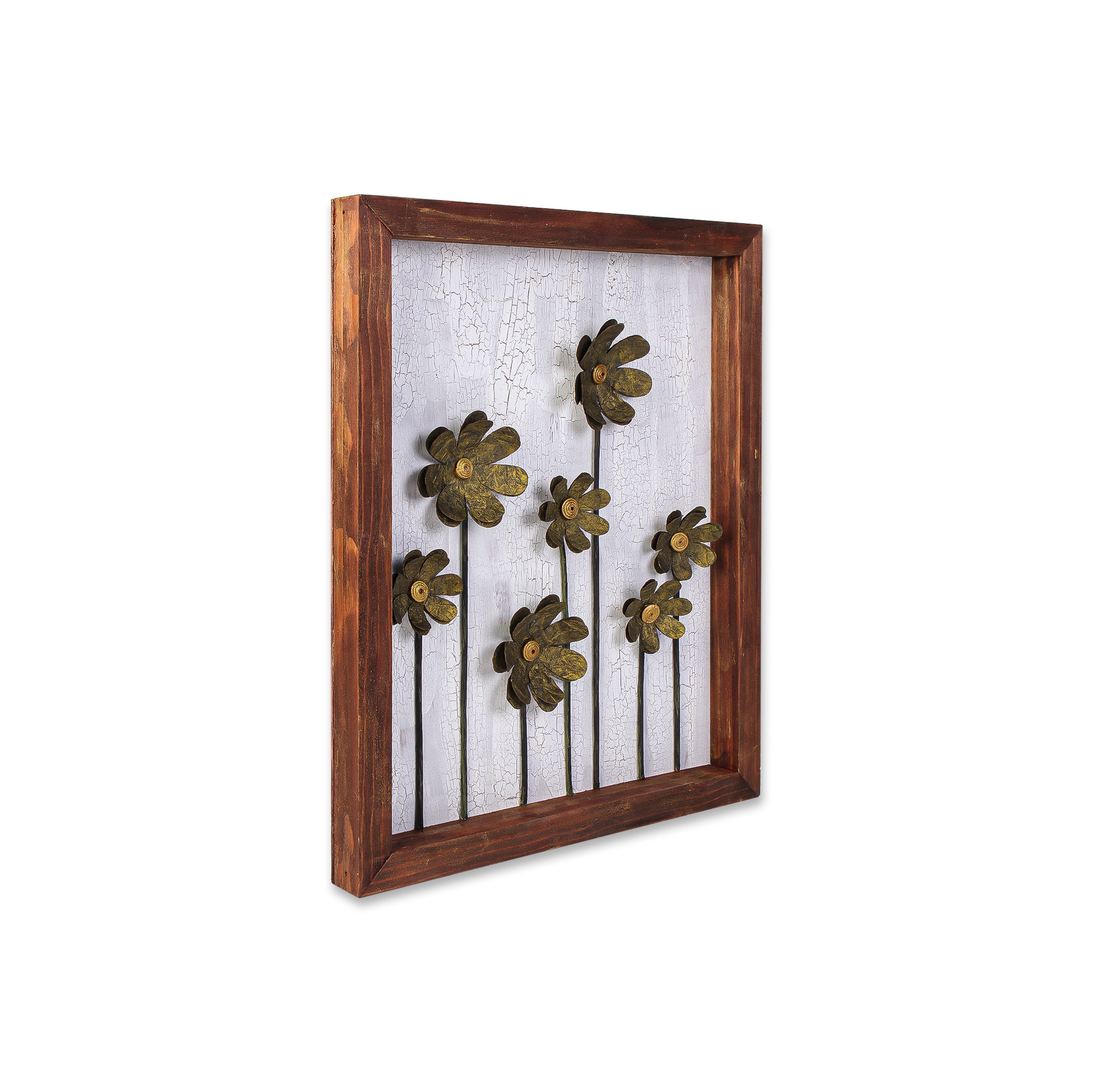 Wall Decor Handmade Daisy Field Golden Copper 3D Floral Art with Metallic Effect Approx H14 X L11