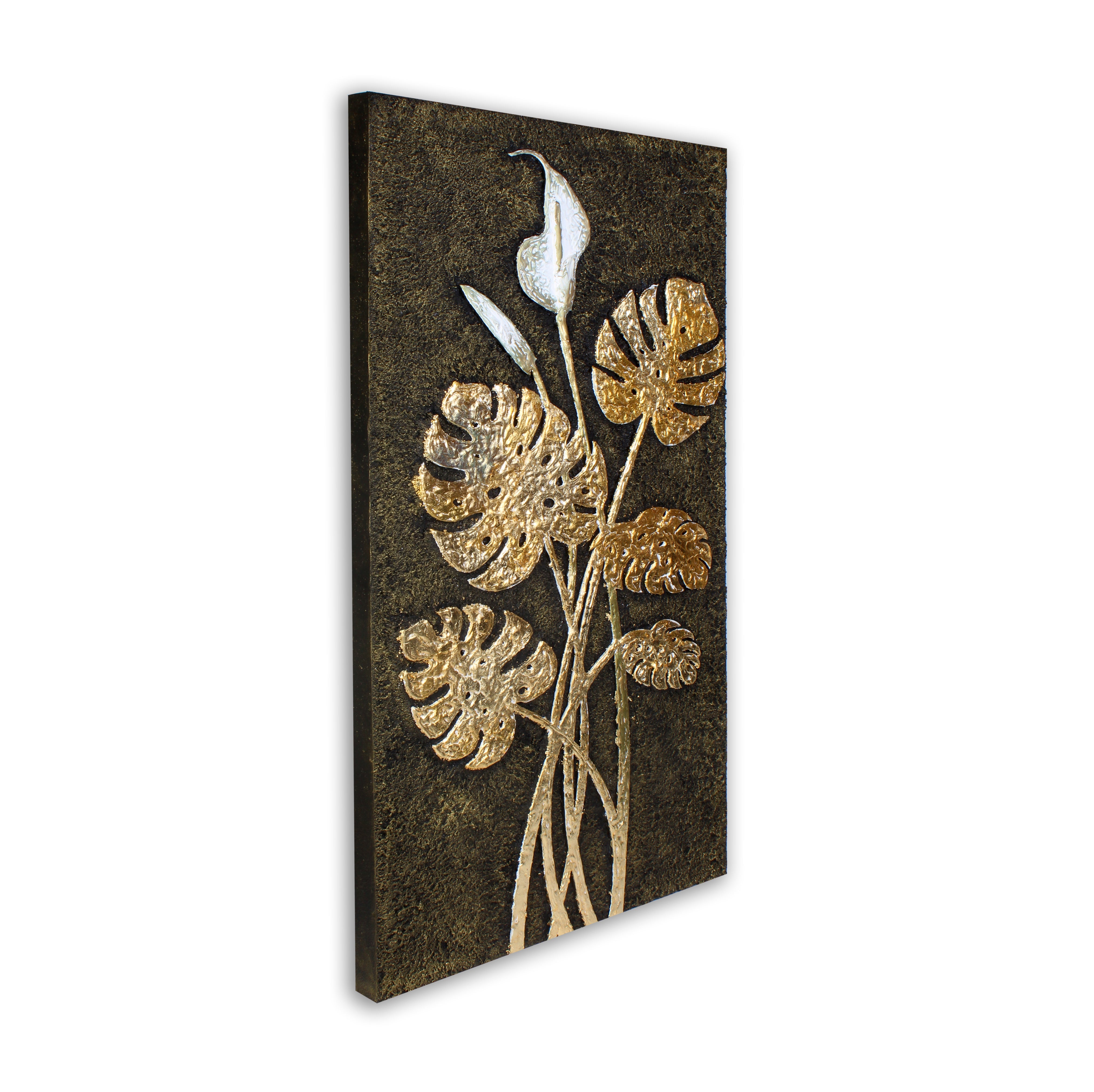 Wall Decor Magnificent Monstera Metallic Sheen Approx H36 X L18 X D1.37inch 1pc