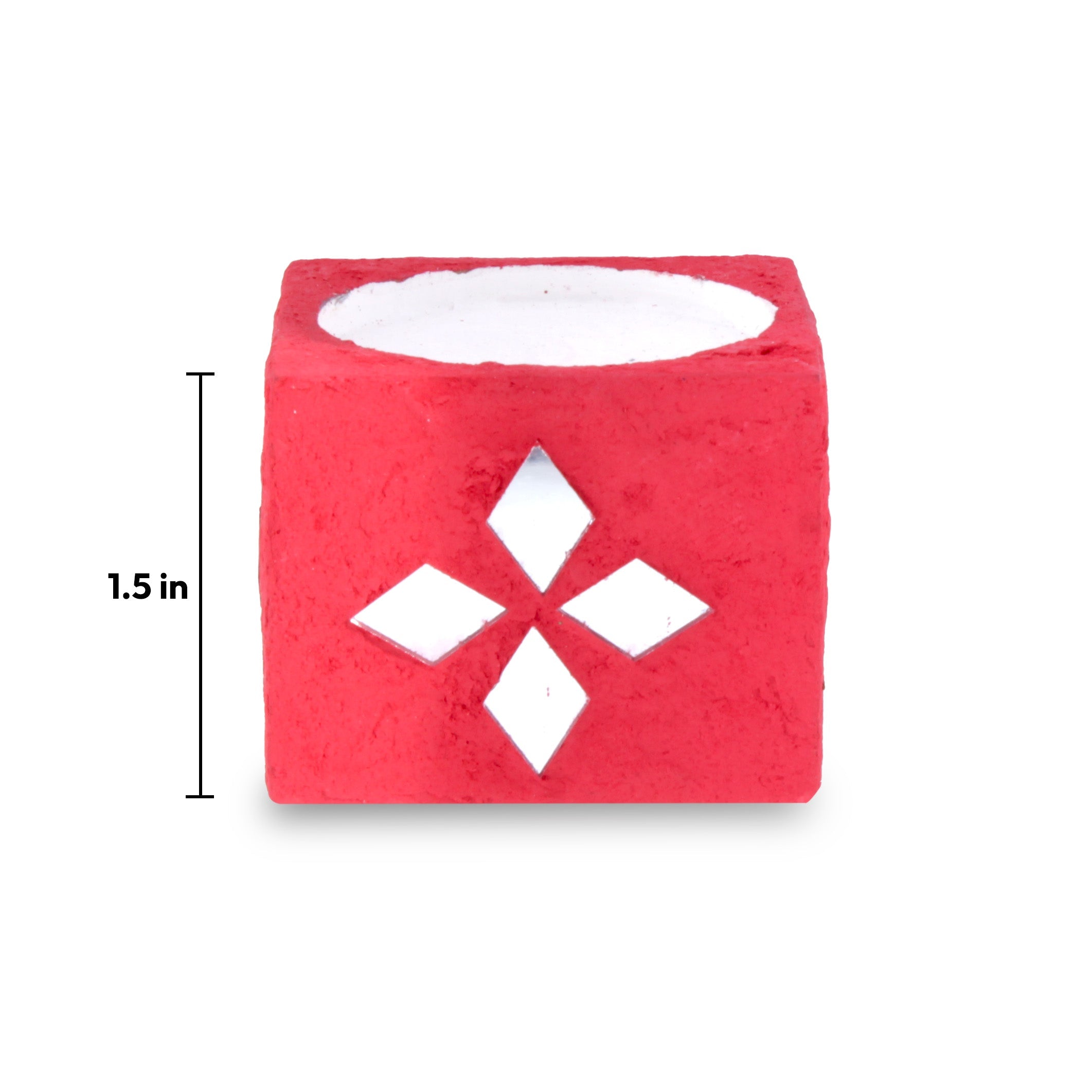 Mirror Art Tealight Holder Red 1.5inch 1pc ( Candle Included 1pc)