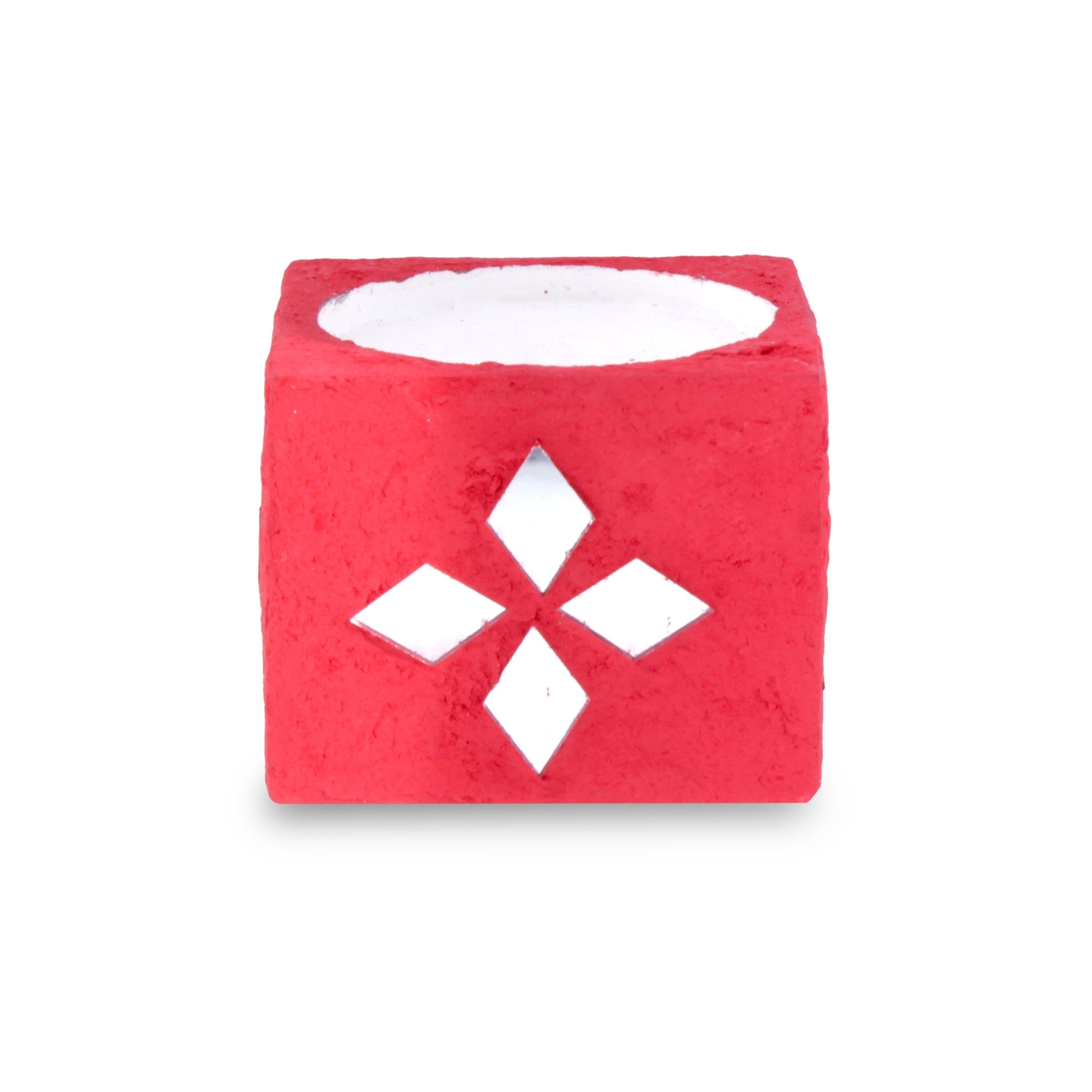 Mirror Art Tealight Holder Red 1.5inch 1pc ( Candle Included 1pc)