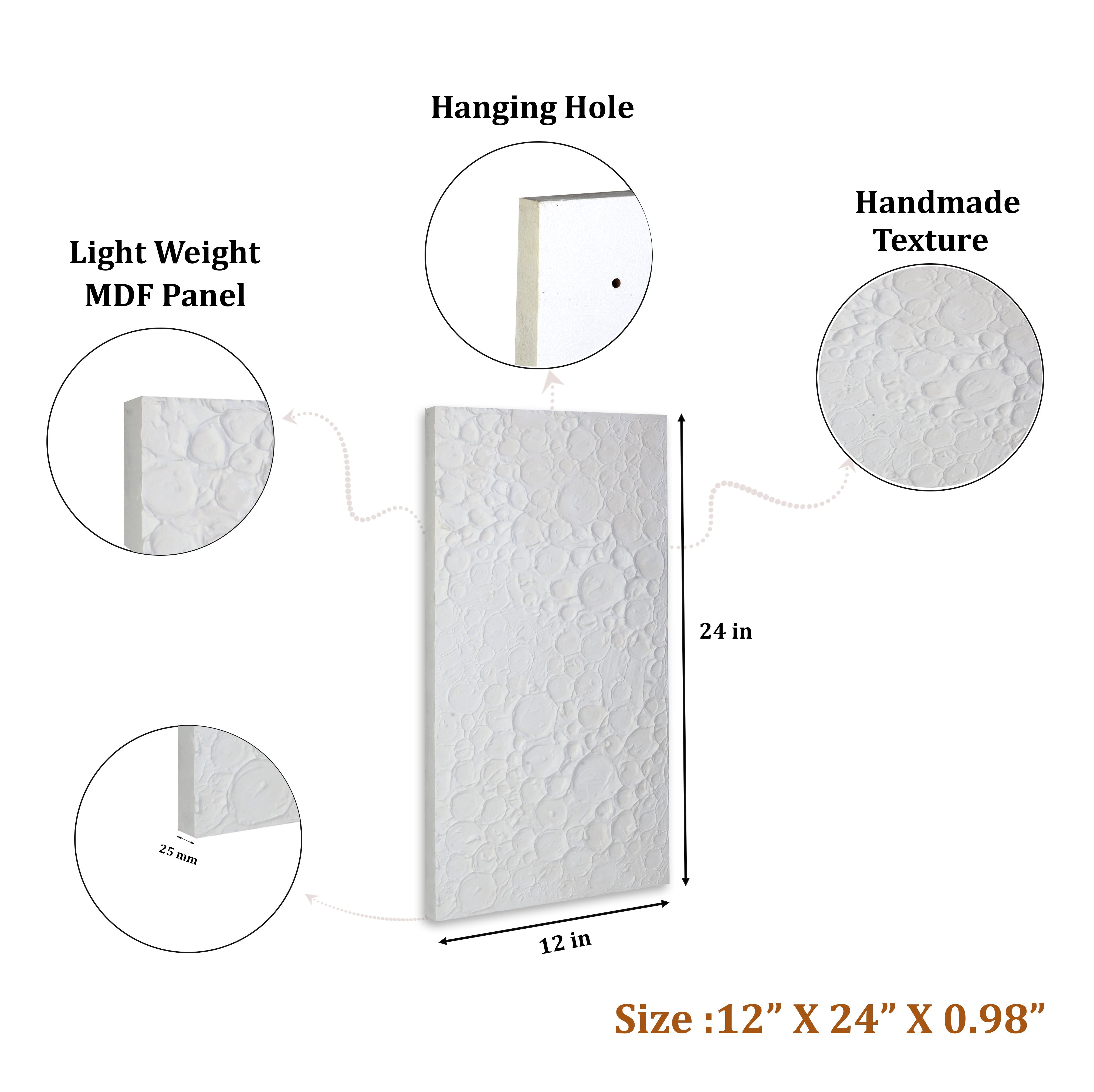 Wall Decor Moon Surface Approx H24 X L12 X D0.78inch 1pc