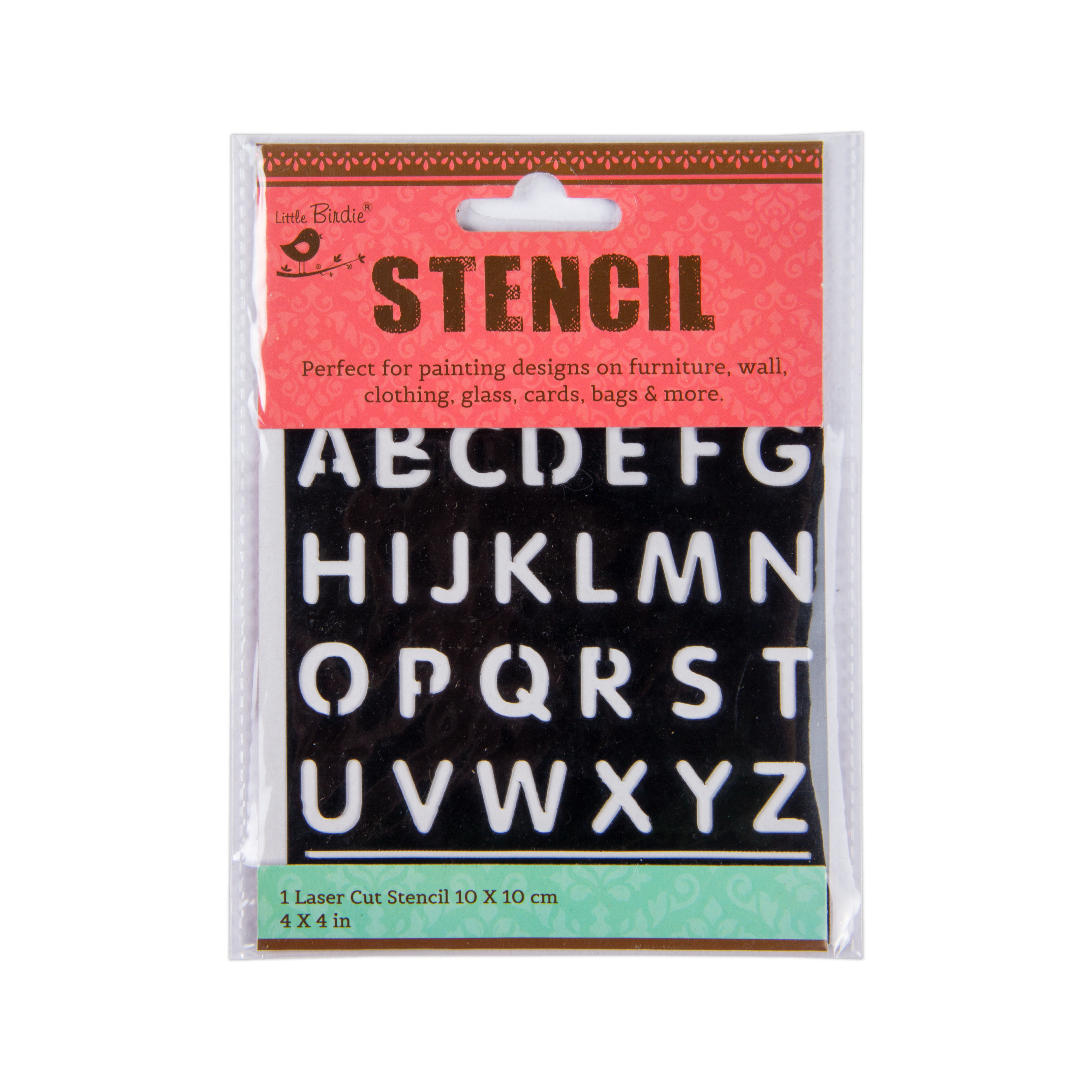 Stencil Alpha Upper Case Design 4X4Inch 1Pc