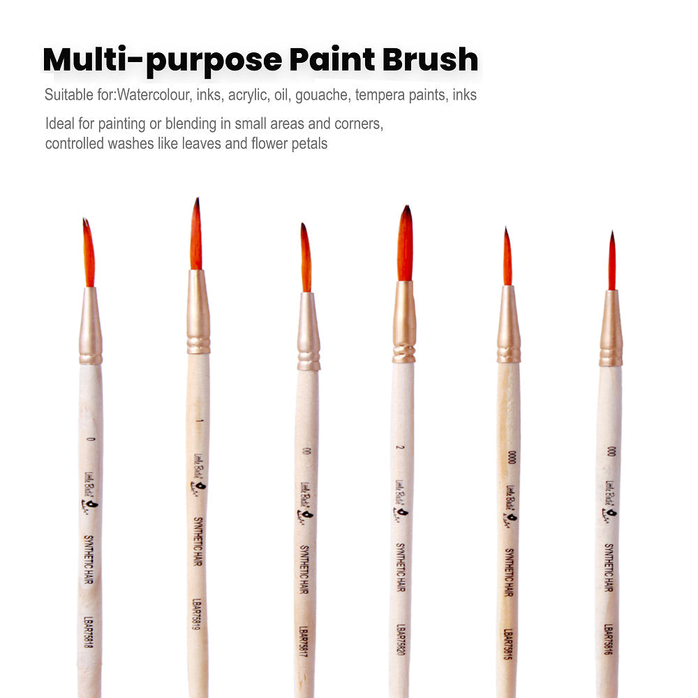 Liner Brush Synthetic Hair Size.0000 000 00 0 1 2 Set of 6 pc