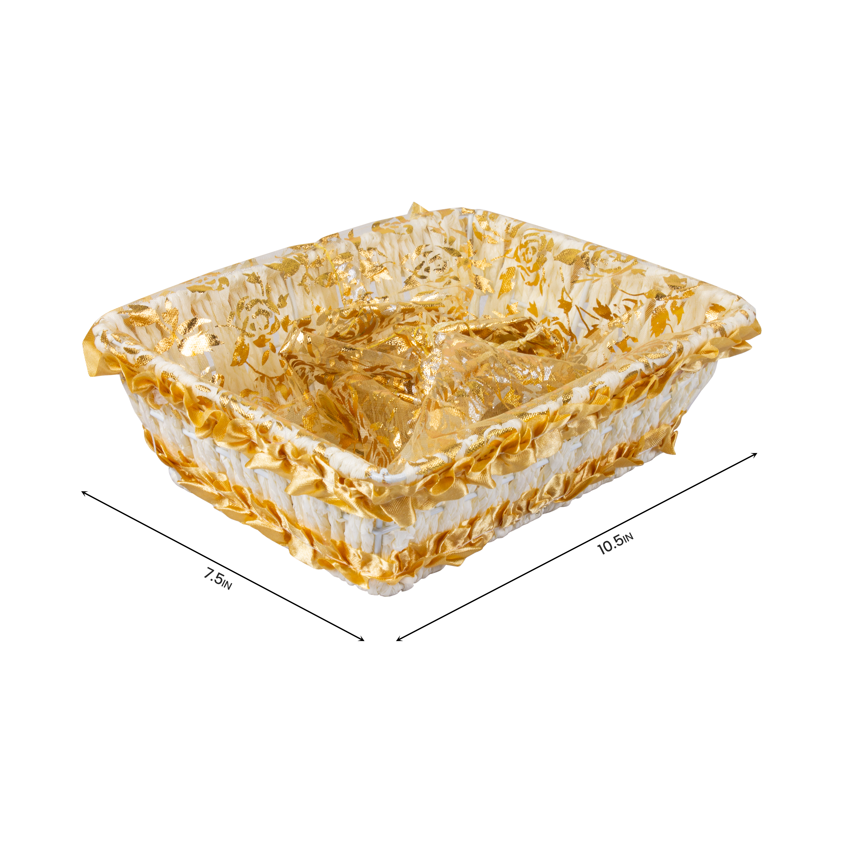 Golden Organza Gift Basket with Drawstring 10.5 X7.5inch 1pc