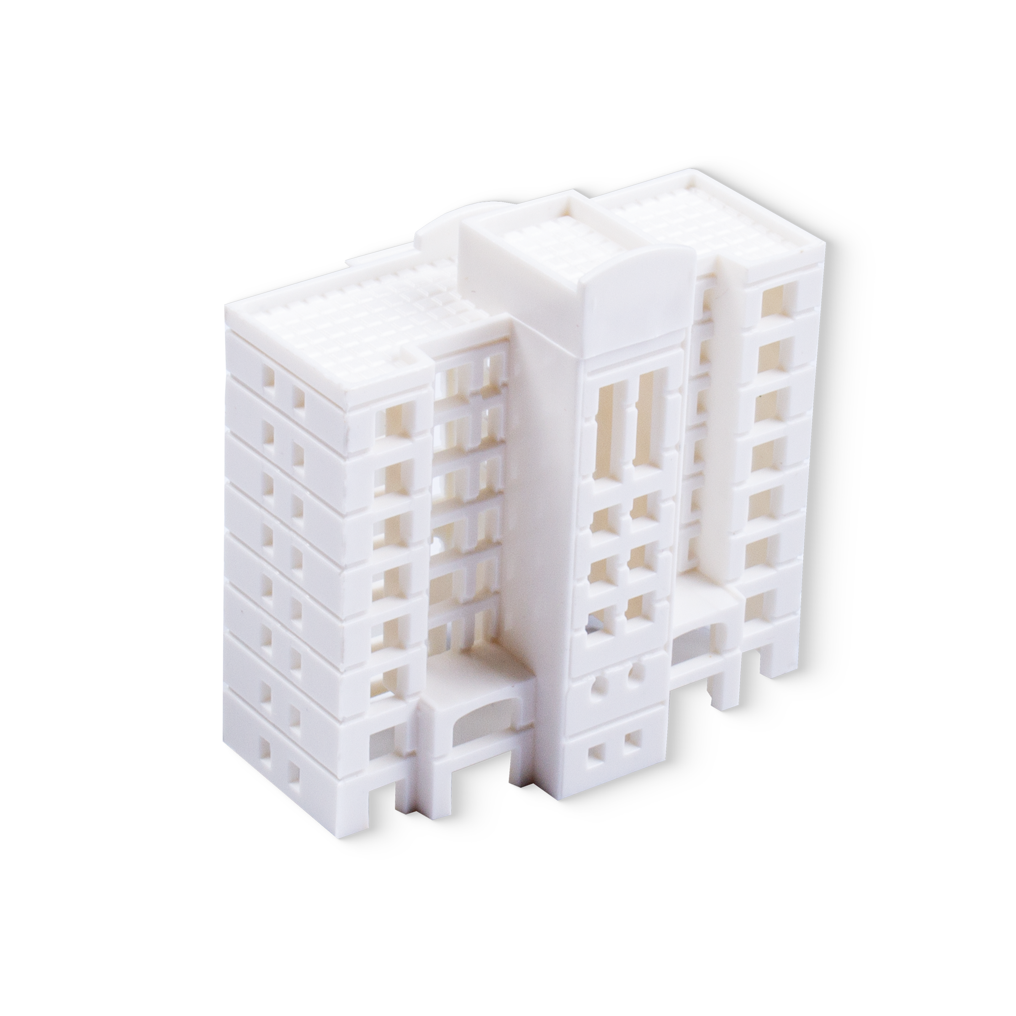 Miniature Apartment Building 2 part set White L39 X W26 X H41mm1pc