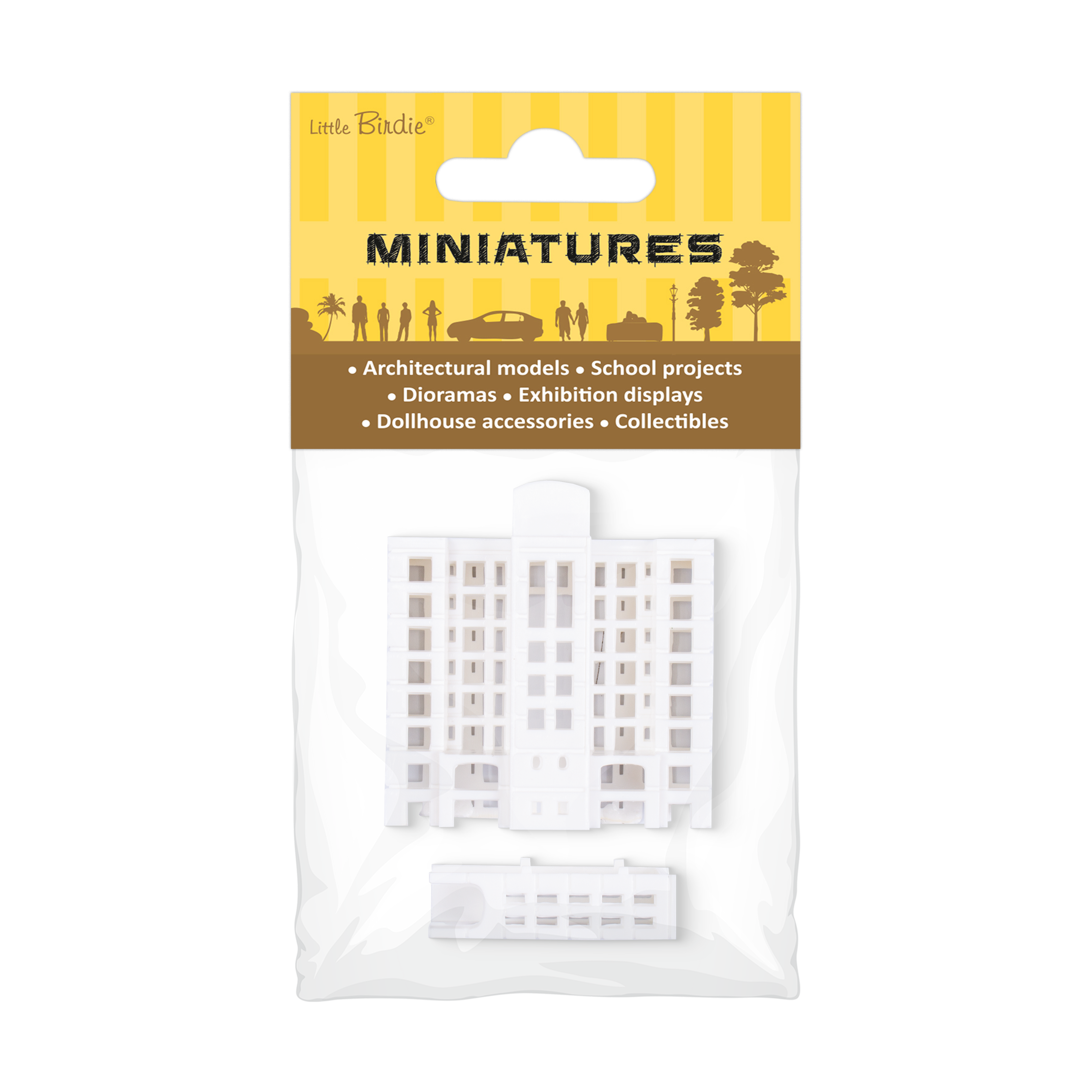 Miniature Apartment Building 2 part set White L39 X W26 X H41mm1pc
