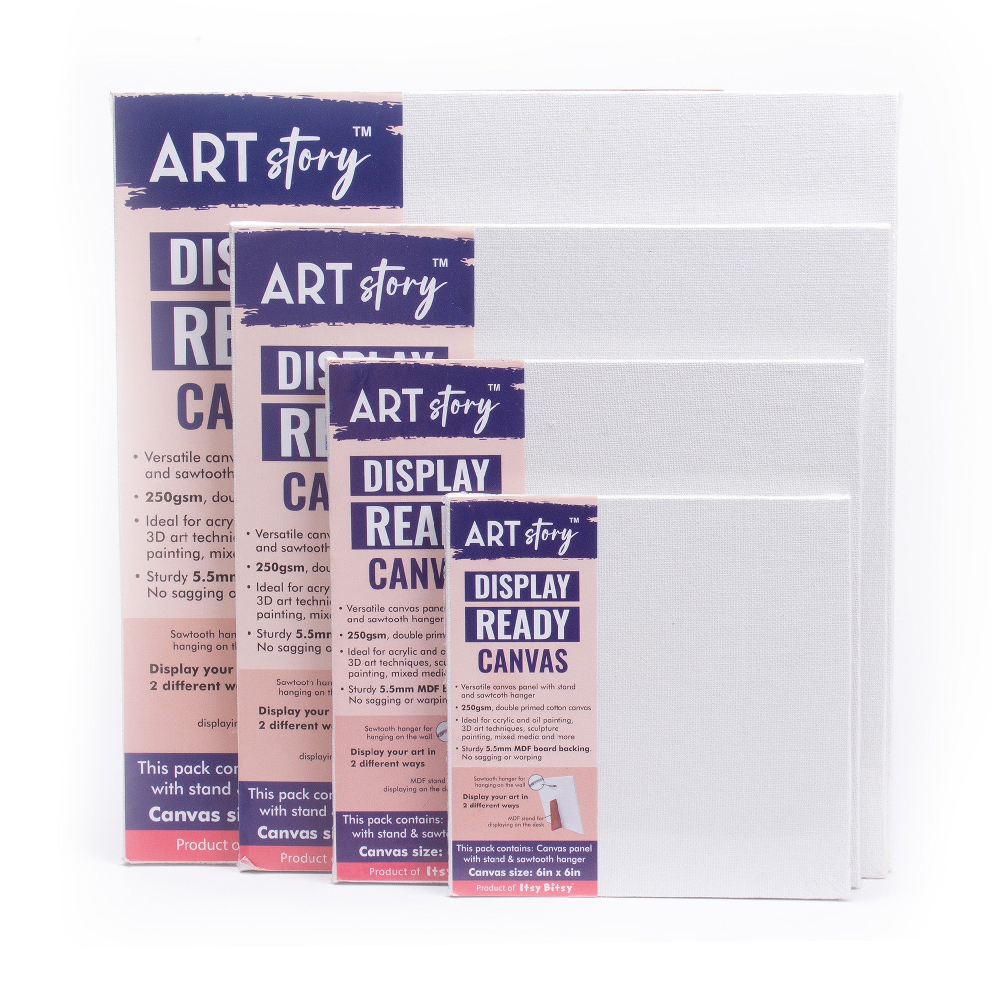 Ready to Display Canvas 12 X 12inch 250gsm MDF 5.5mm Thick