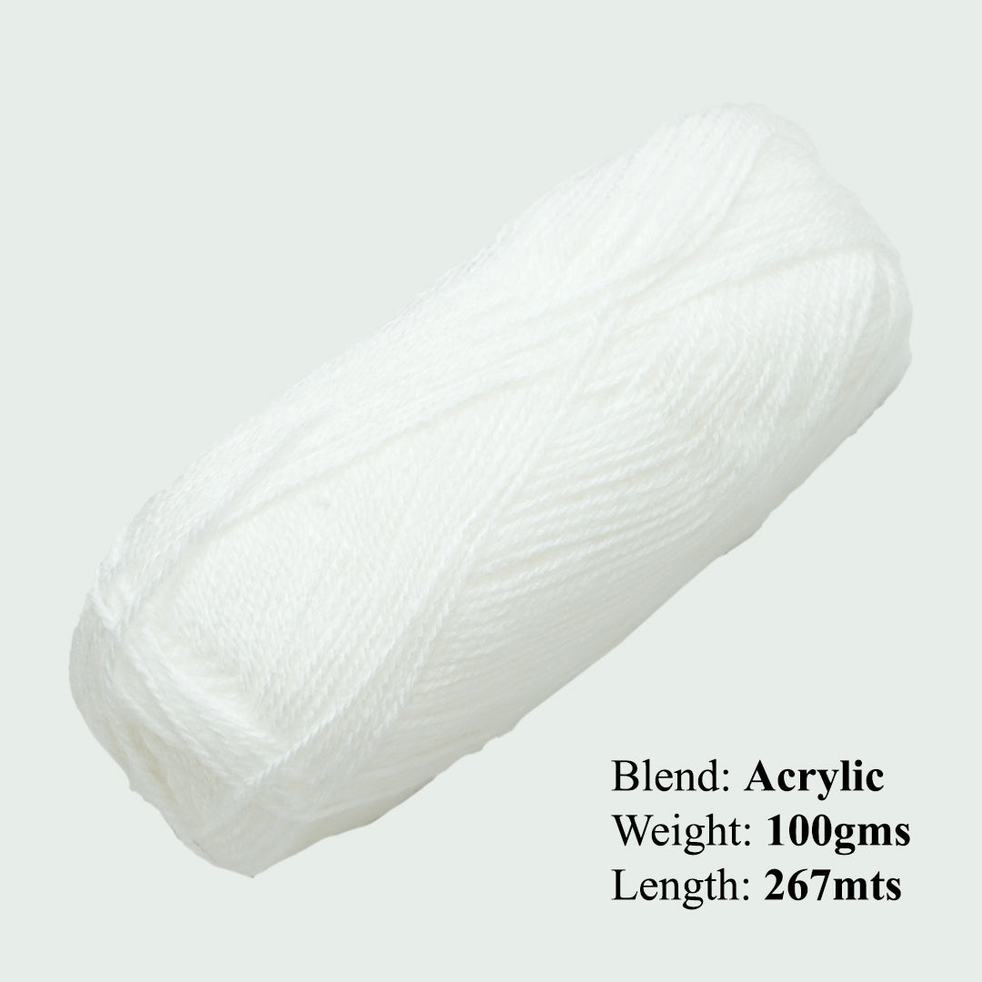 Soft Baby Knitting/Crochet Yarn 100% Acrylic White 267m 100g