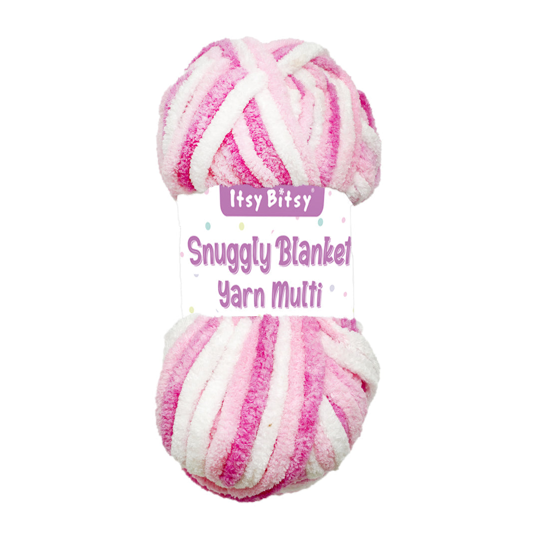 Snuggly Blanket Knitting/Crochet yarn Multi 100% Polyester Raspberry Rose Multi Colour 50m 100g