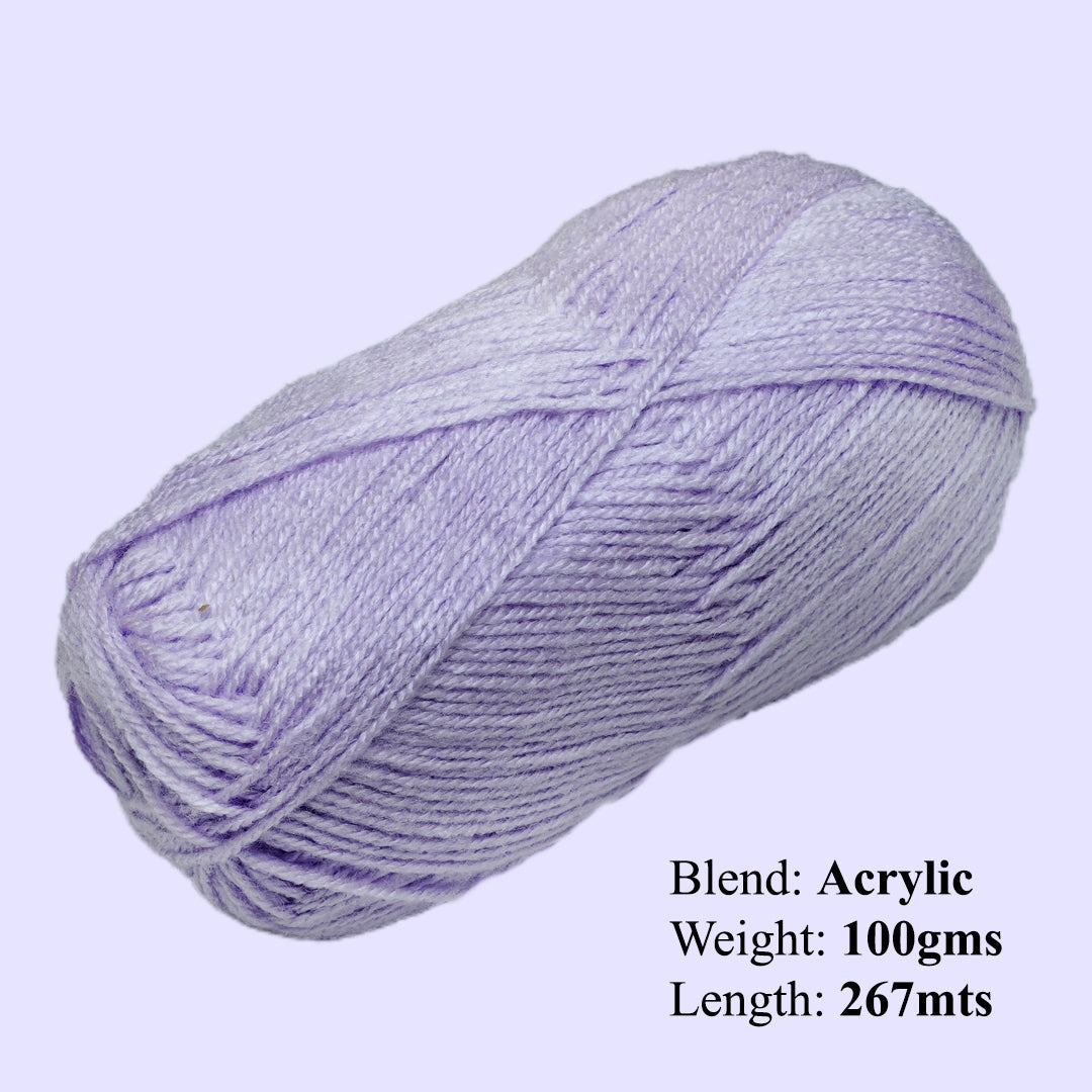 Soft Baby Knitting/Crochet Yarn 100% Acrylic Light Lavender 267m 100g