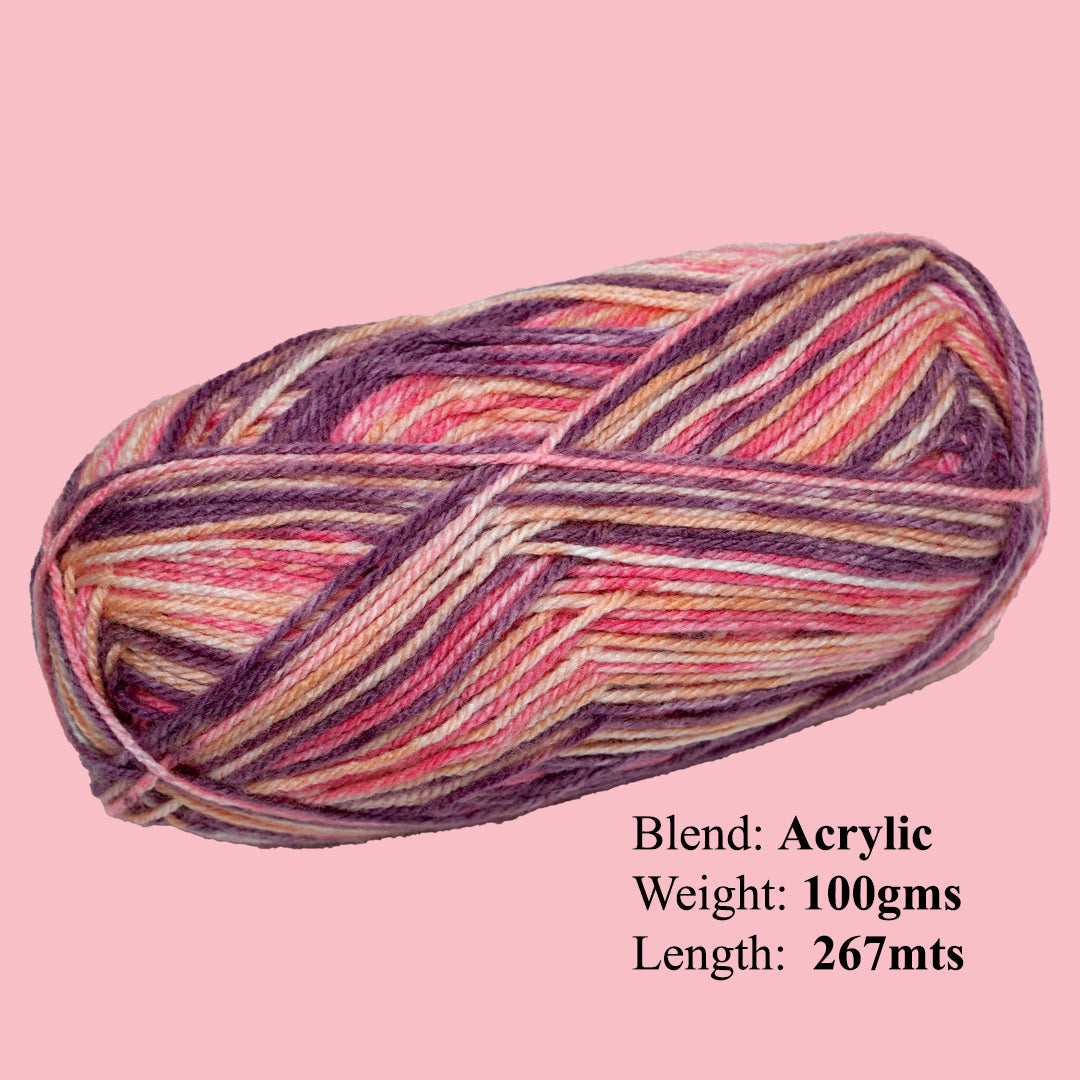 Soft Baby Knitting/Crochet Yarn Multi 100% Acrylic Rose Orchid 267m 100g