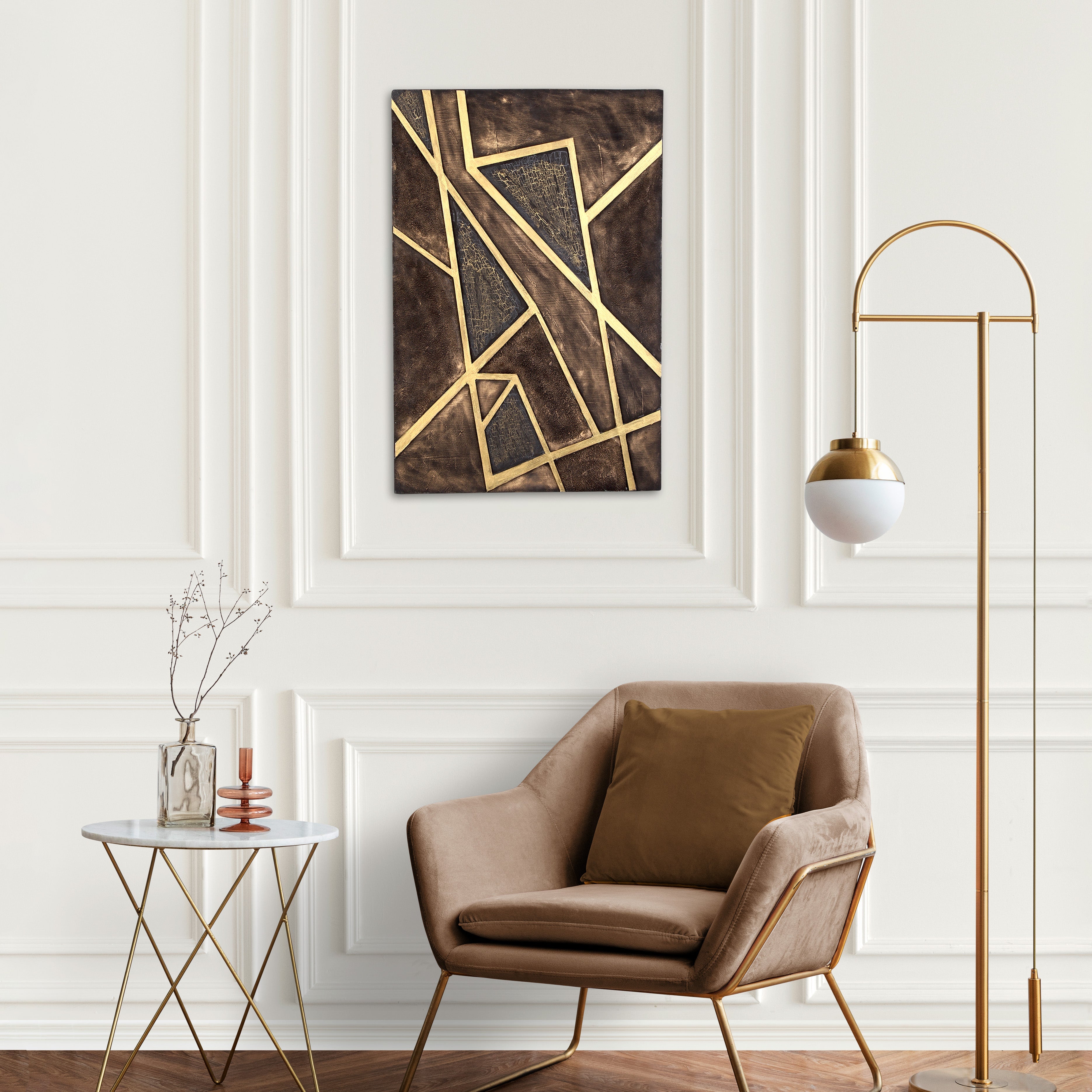 Wall Decor Geometric Metallic Angular Spectacle Approx H36 X L18 X D1.37inch 1pc