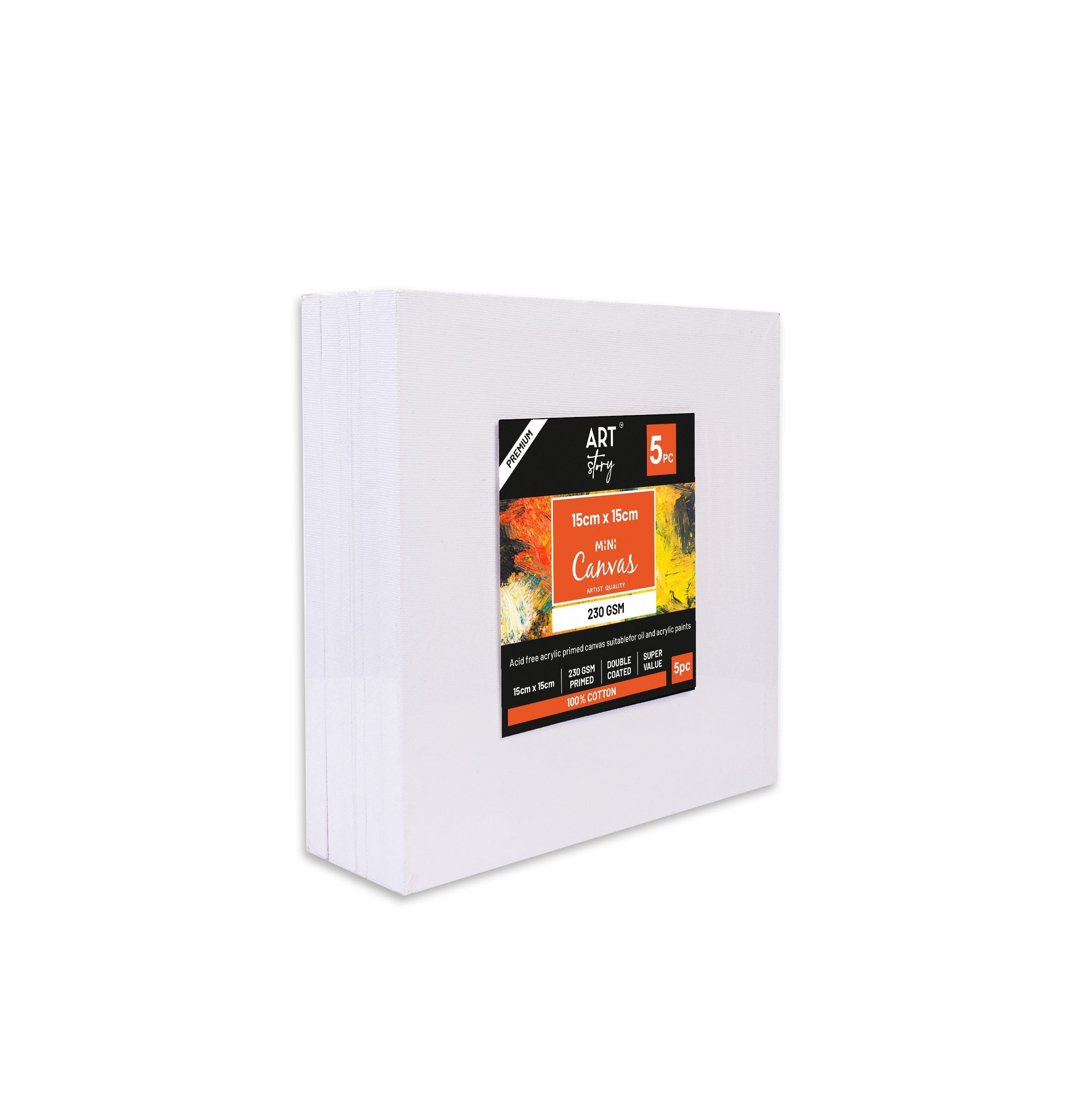 Mini Canvas 15 X 15Cm Pack Of 5Pc Shrink As