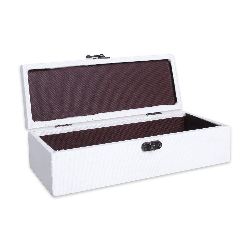 Paintable Canvas MDF Box With Latch L10 X W3 X H2 Inch 1Pc