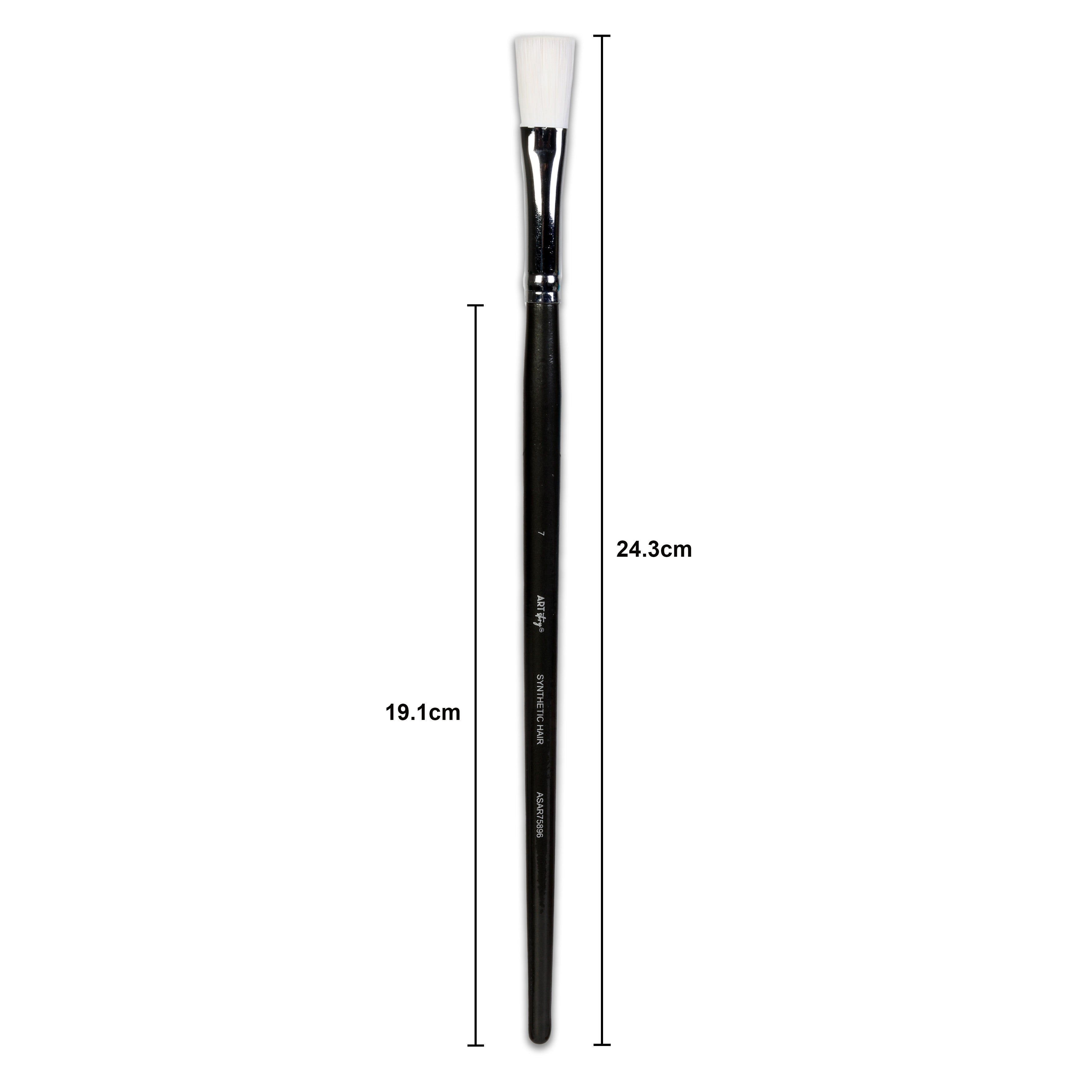 Premium Flat Brush Synthetic Hair Handle Length 200mm Size 7 1 pc