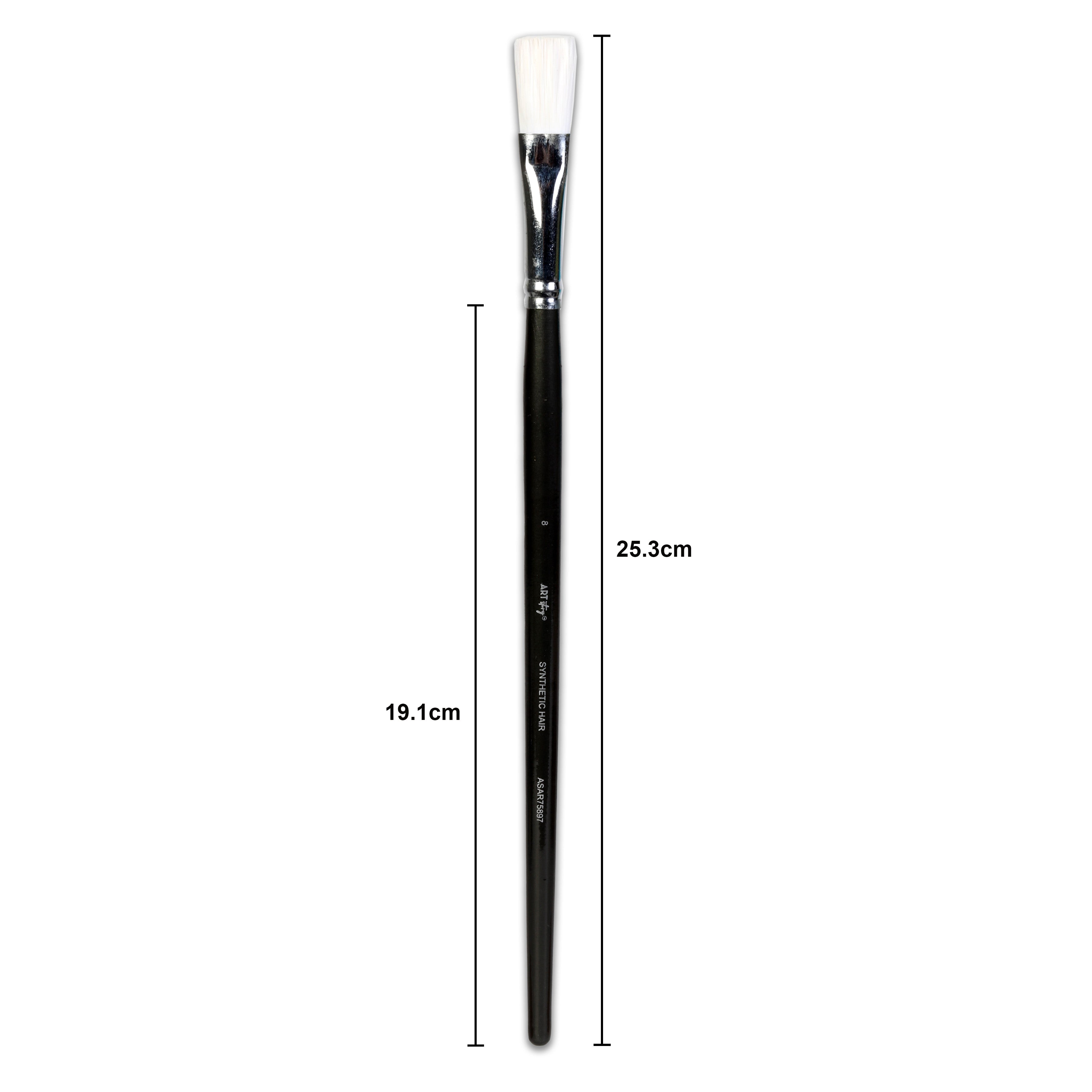 Premium Flat Brush Synthetic Hair Handle Length 200mm Size 8 1 pc