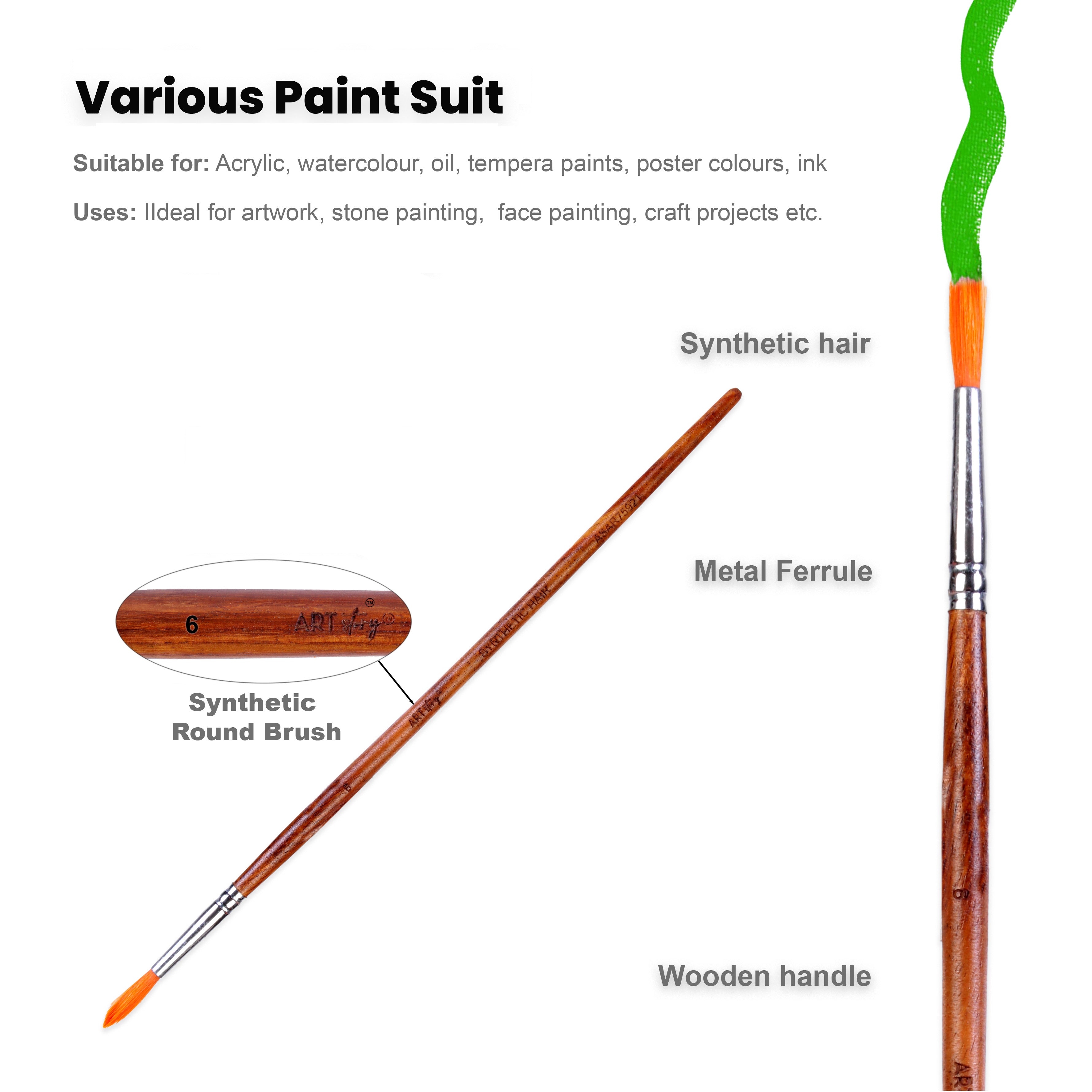 Rosewood Round Brush Synthetic Hair Handle Length 200mm Size 8 1 pc