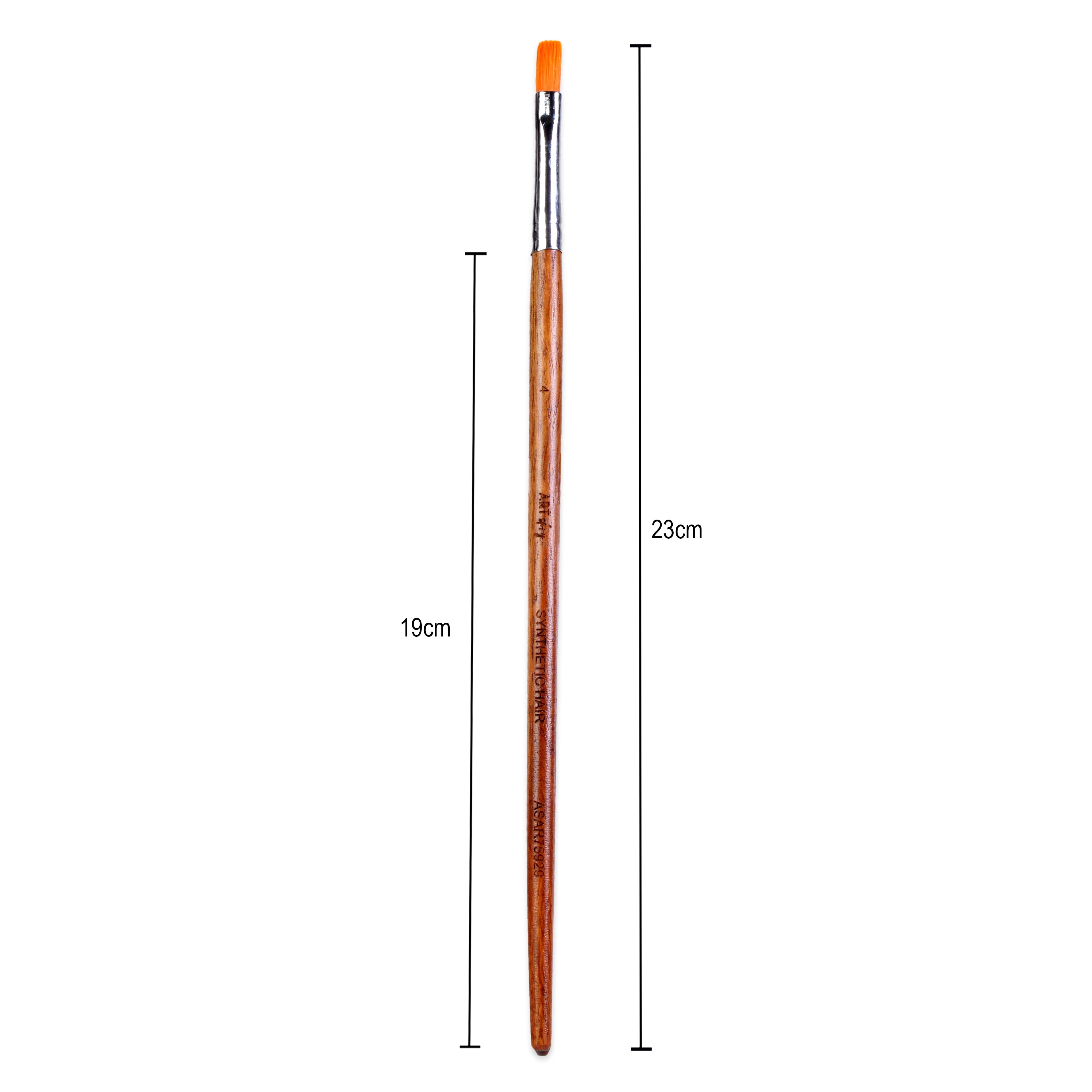 Rosewood Flat Brush Synthetic Hair Handle Length 200mm Size 4 1 pc