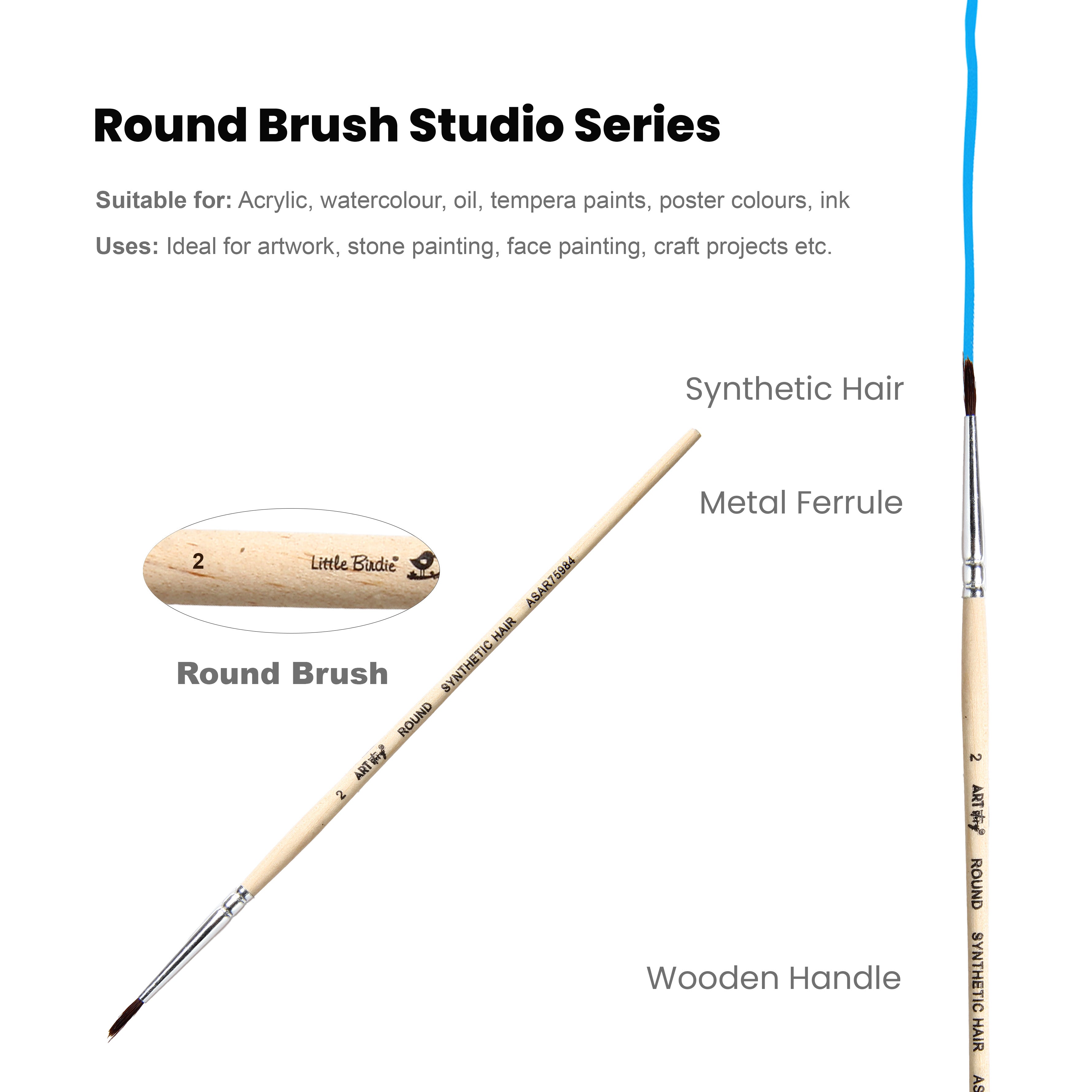 Watercolour Round Brush Synthetic (2) 165mm