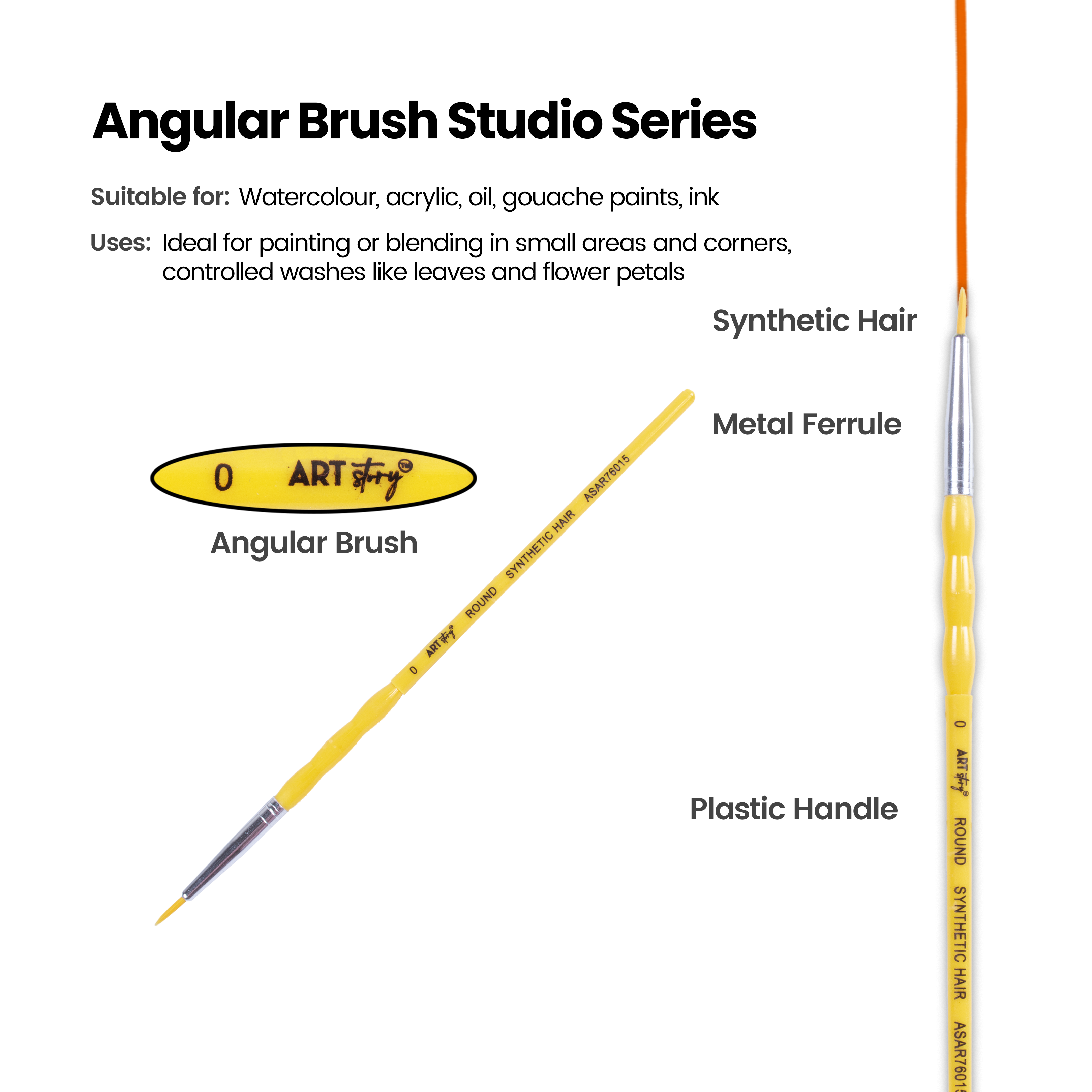 Kids Brush Round Synthetic Hair Size 0 Handle Length 150mm 1pc