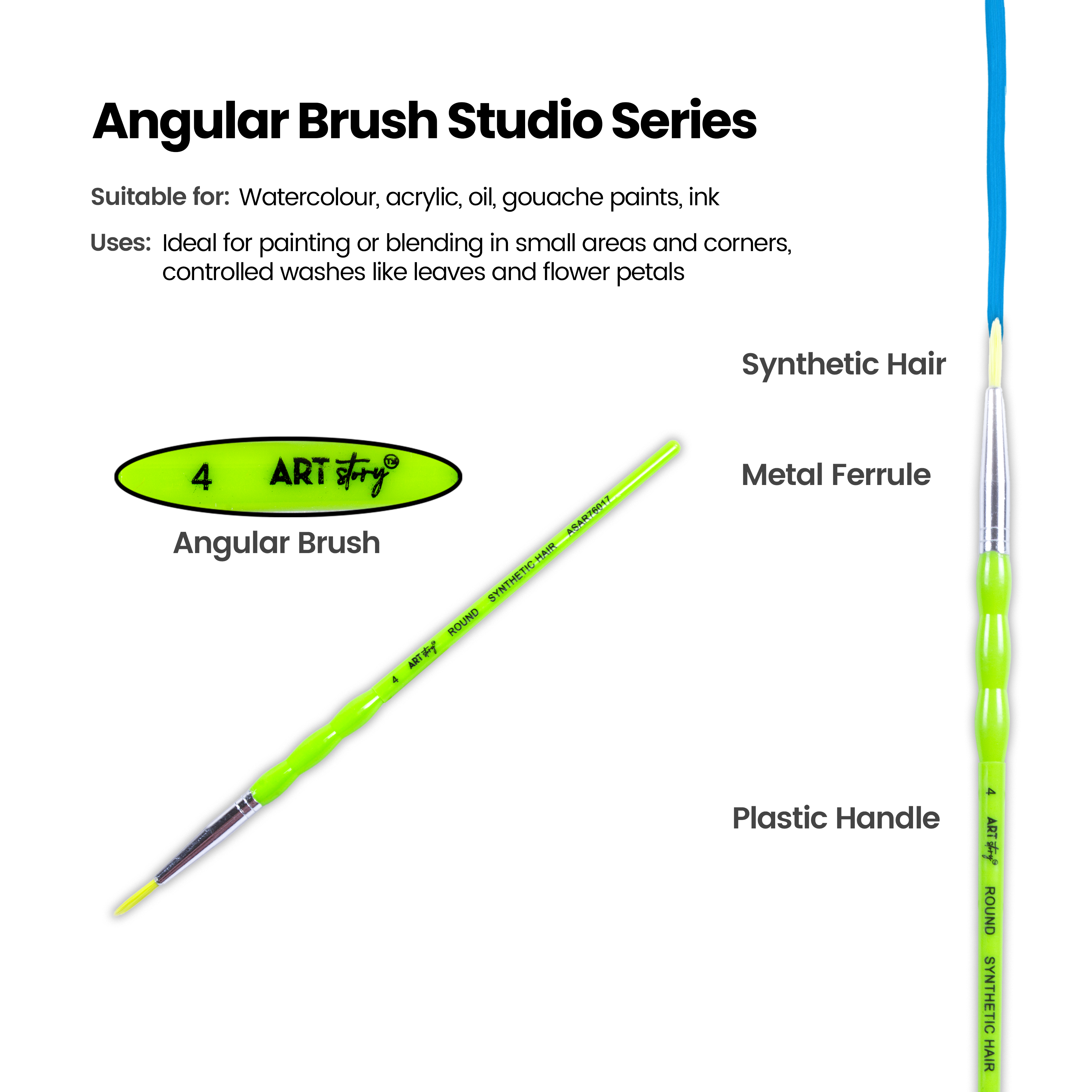 Kids Brush Round Synthetic Hair Size 4 Handle Length 150mm 1pc