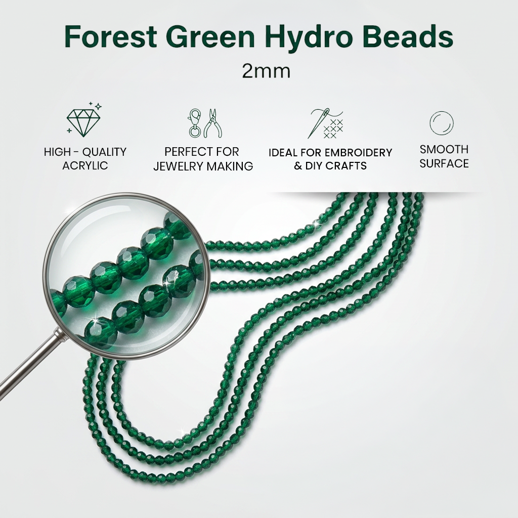 Designer Hydro Beads Forest Green 2mm 1String