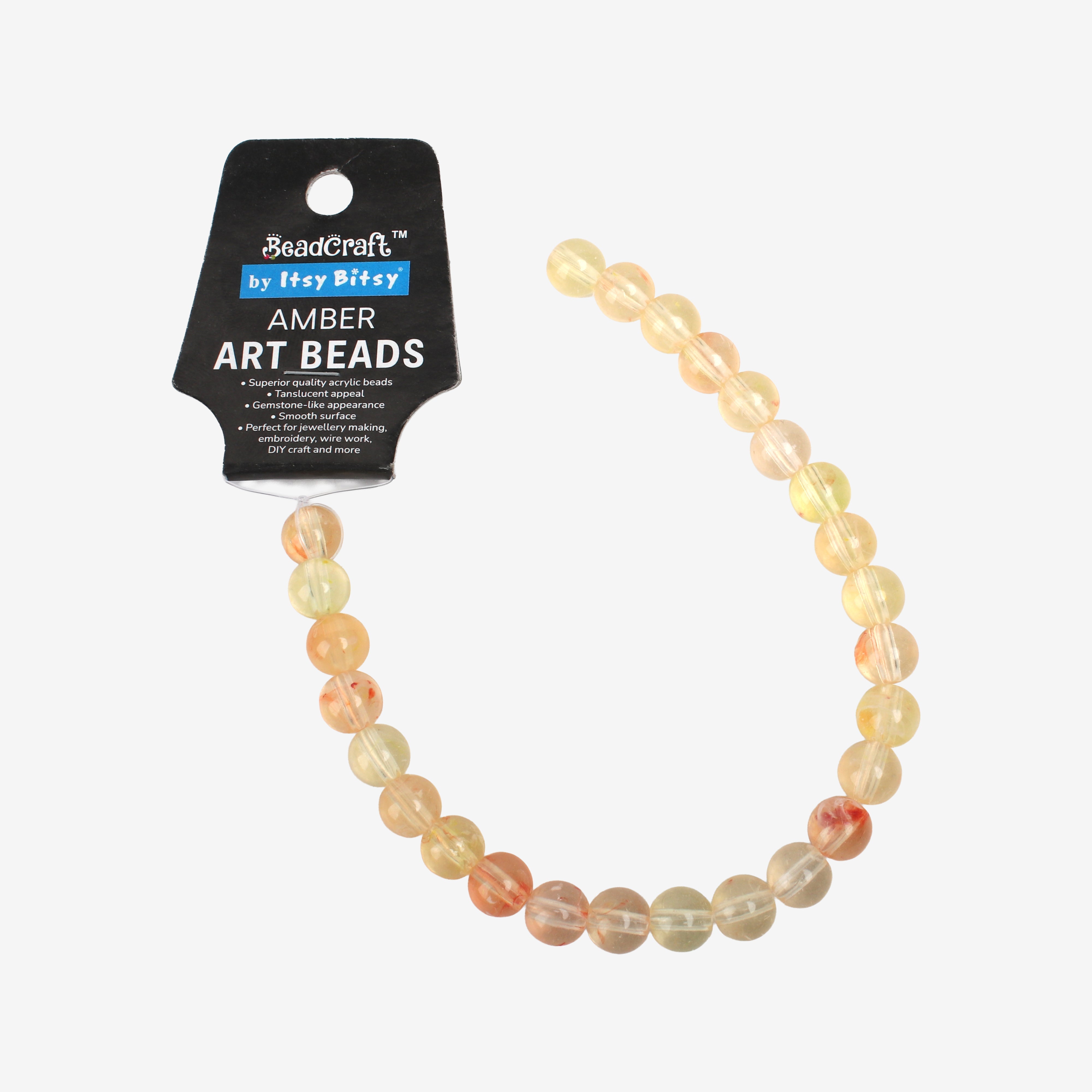 Amber Art Beads Round 10mm 26 Beads 1 String