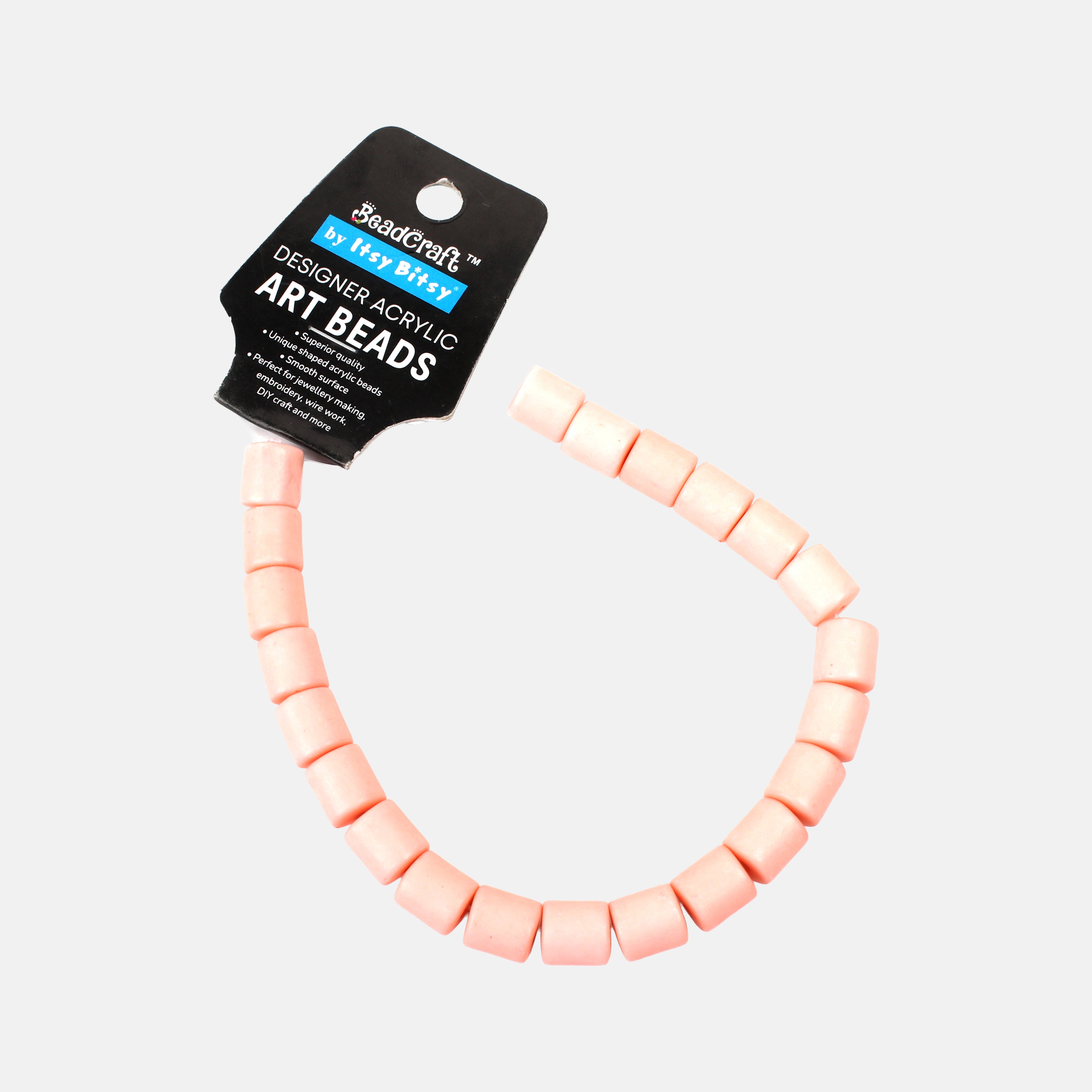 Designer Acrylic Art Beads Light Peach 10mm 22 Beads 1 String