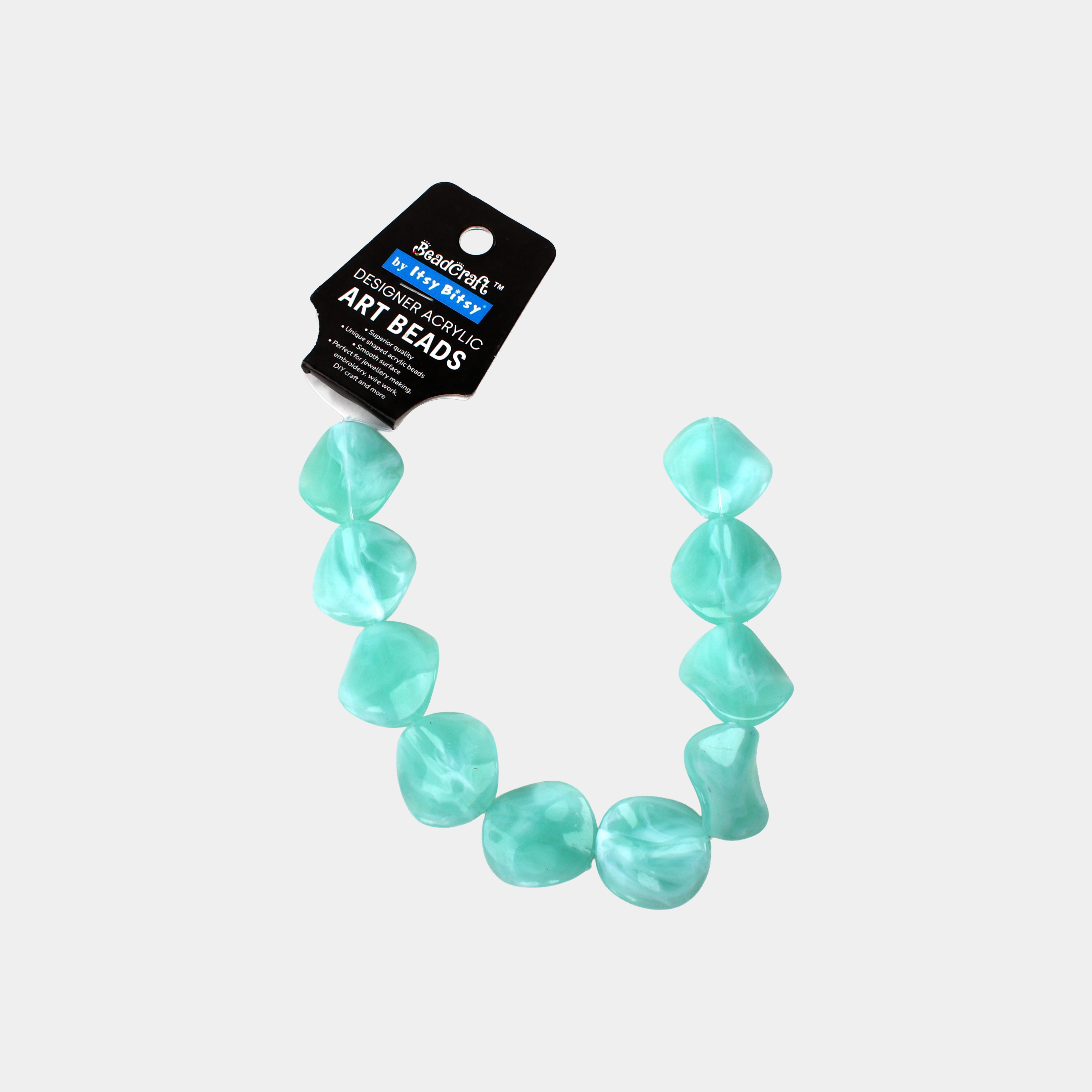 Designer Acrylic Art Beads Turquoise 10 Beads 1 String