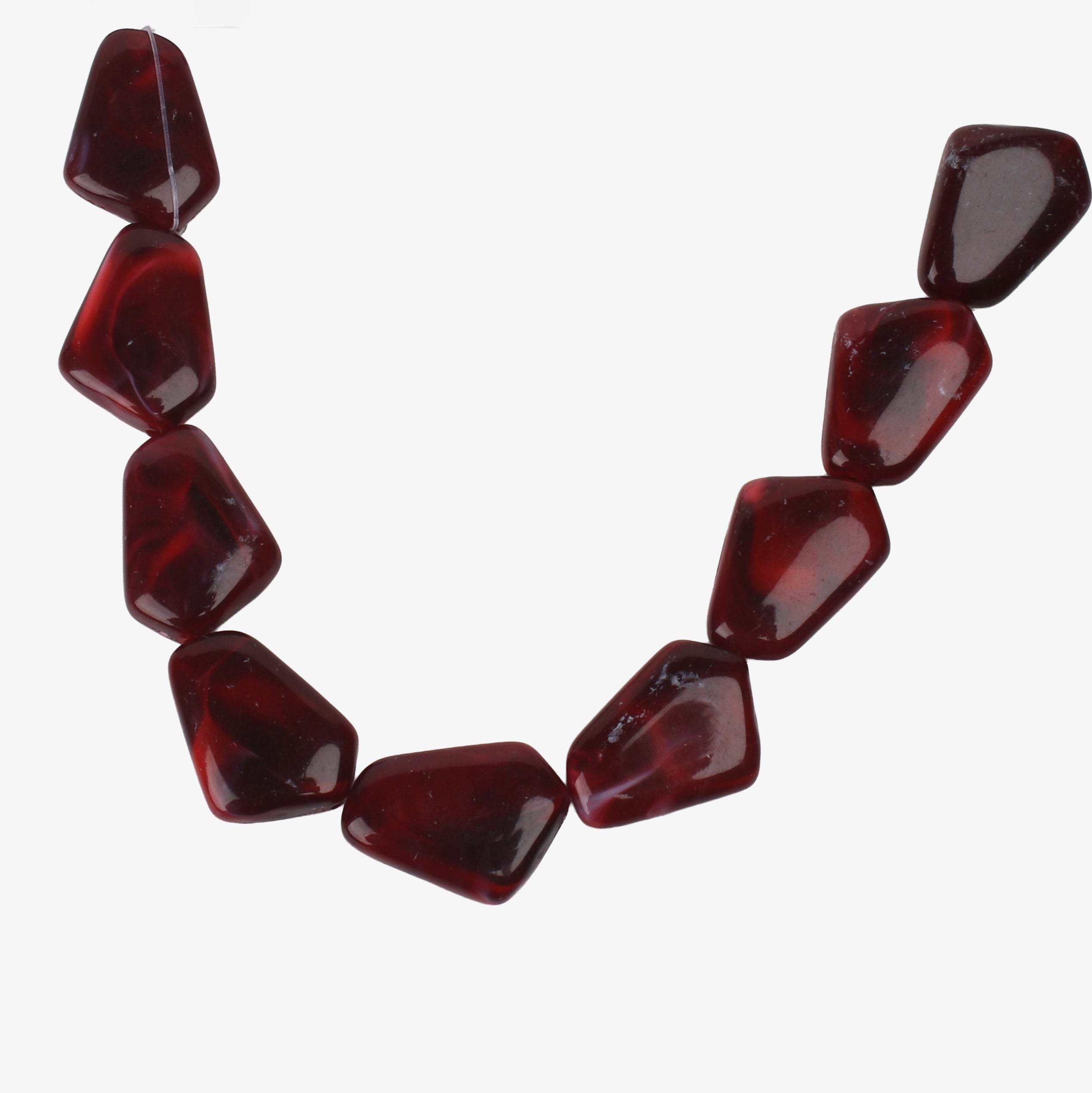 Designer Acrylic Art Beads Garnet Red 9 Beads 1 String