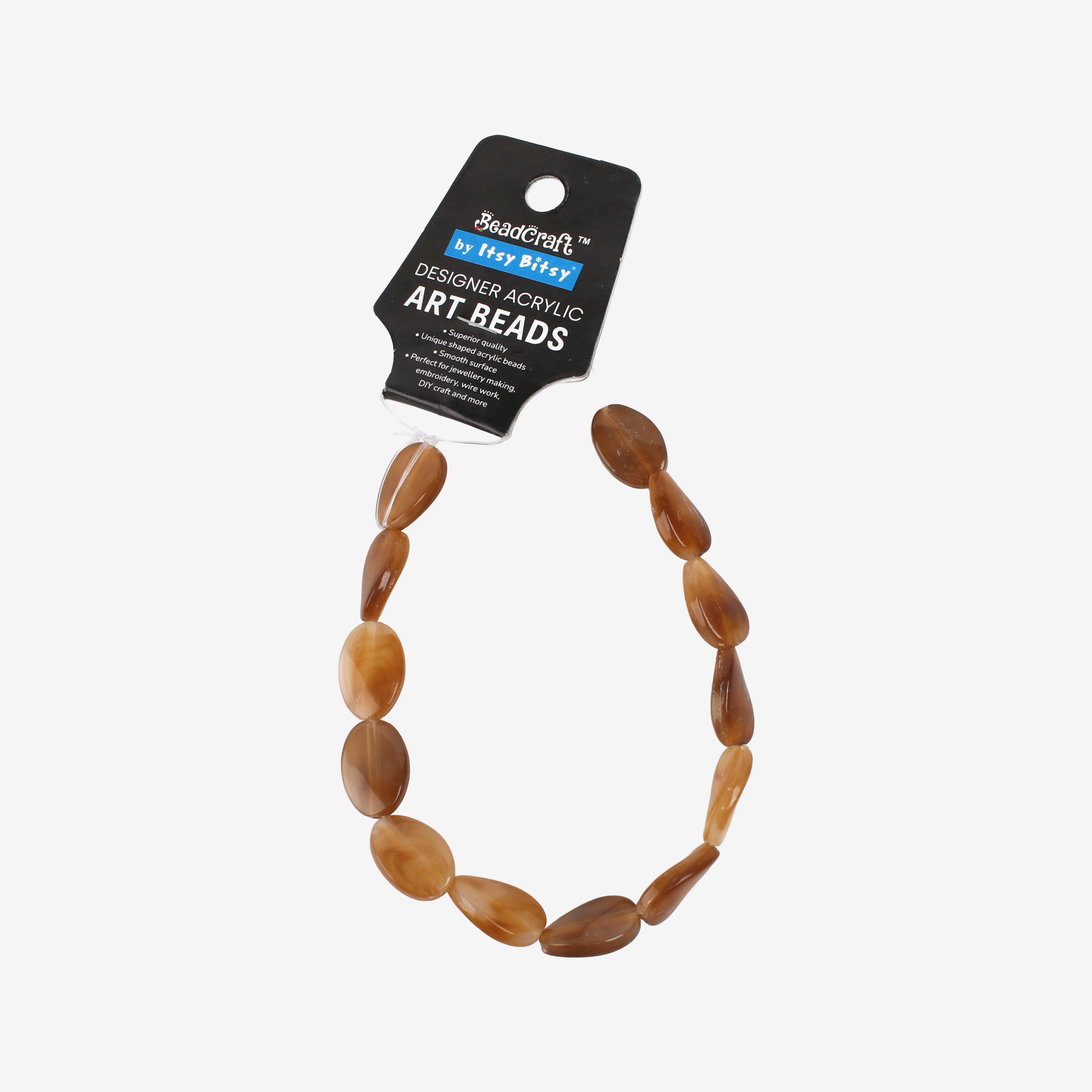 Designer Acrylic Art Beads Smoky Brown 13 Beads 1 String