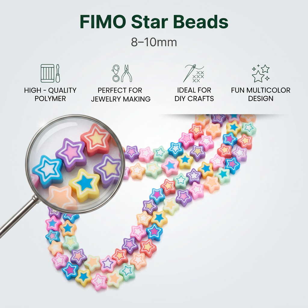 Fimo Art Beads Assorted Sizes 28 Beads 1 String