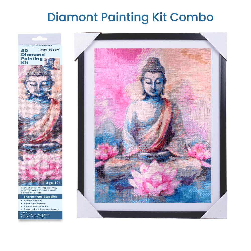 (40 x 50 cm) - 5D Diamond Painting - Enchanted Buddha  Matching Frame Combo