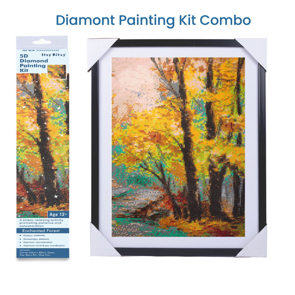 (40 x 50 cm) - 5D Diamond Painting - Enchanted Forest  Matching Frame Combo