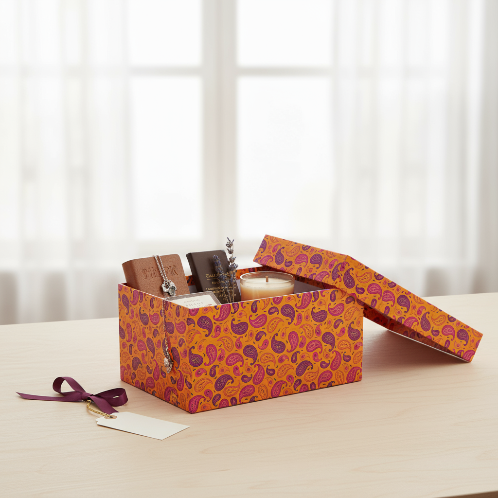 Gift Box Ornate Paisley L21 x W15.5 x D10.5cm 1Box