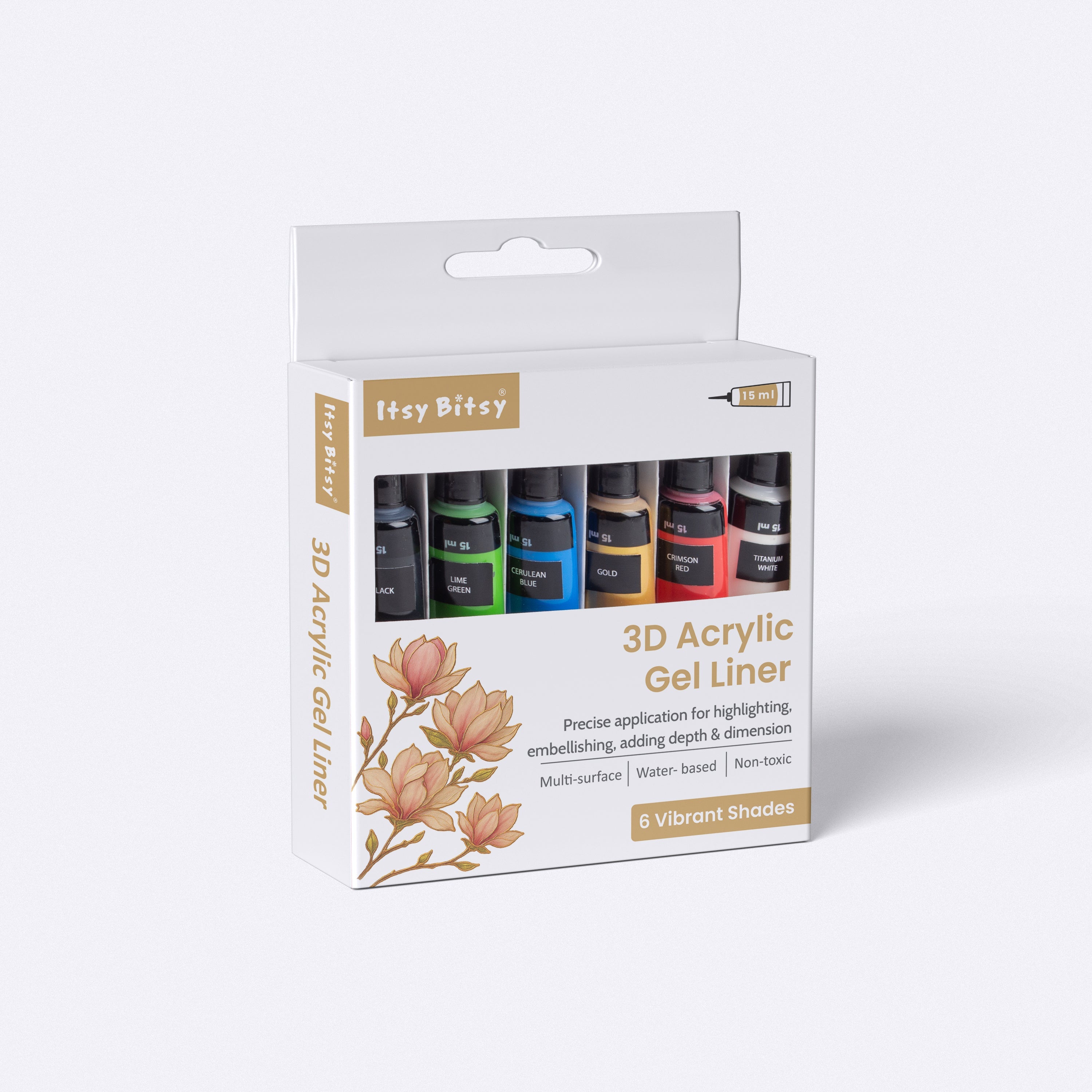 3D Gel Liner Paint Set Vibrant 6 Colours X 15ml Each