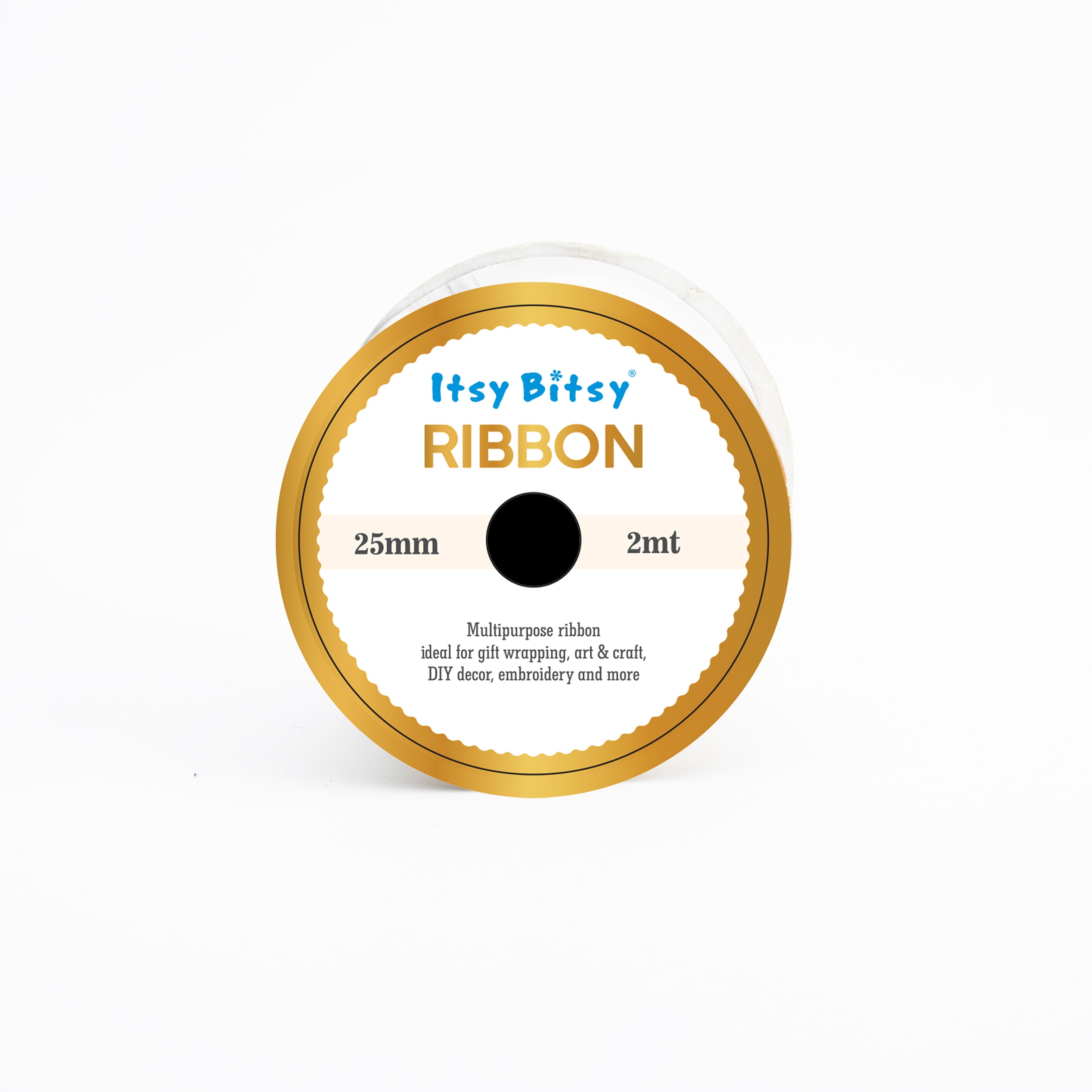Gold Printed Just for You Organza Ribbon Cream Colour 25mm 2mtr