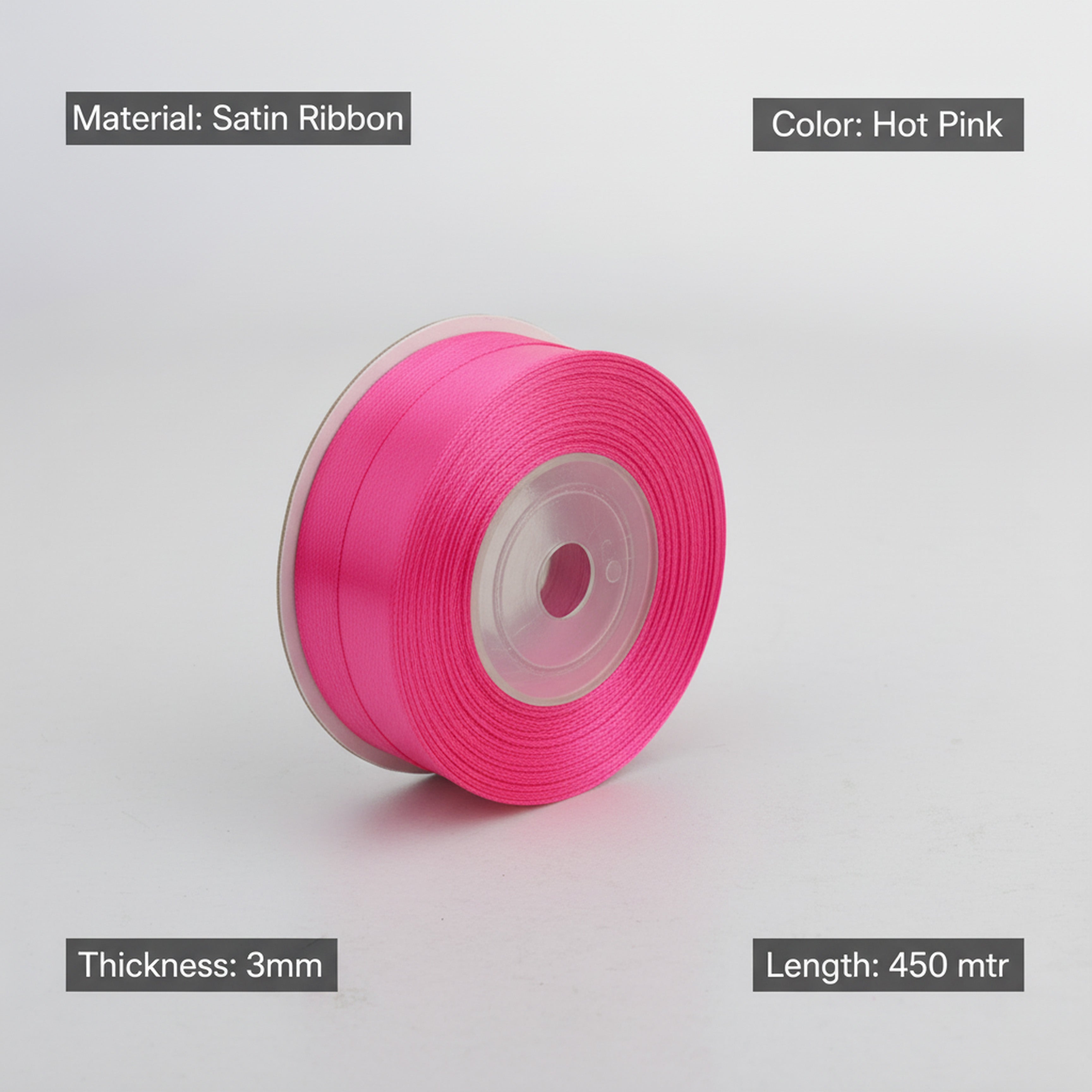 Satin Ribbon 3Mm 60Mtr Hot Pink