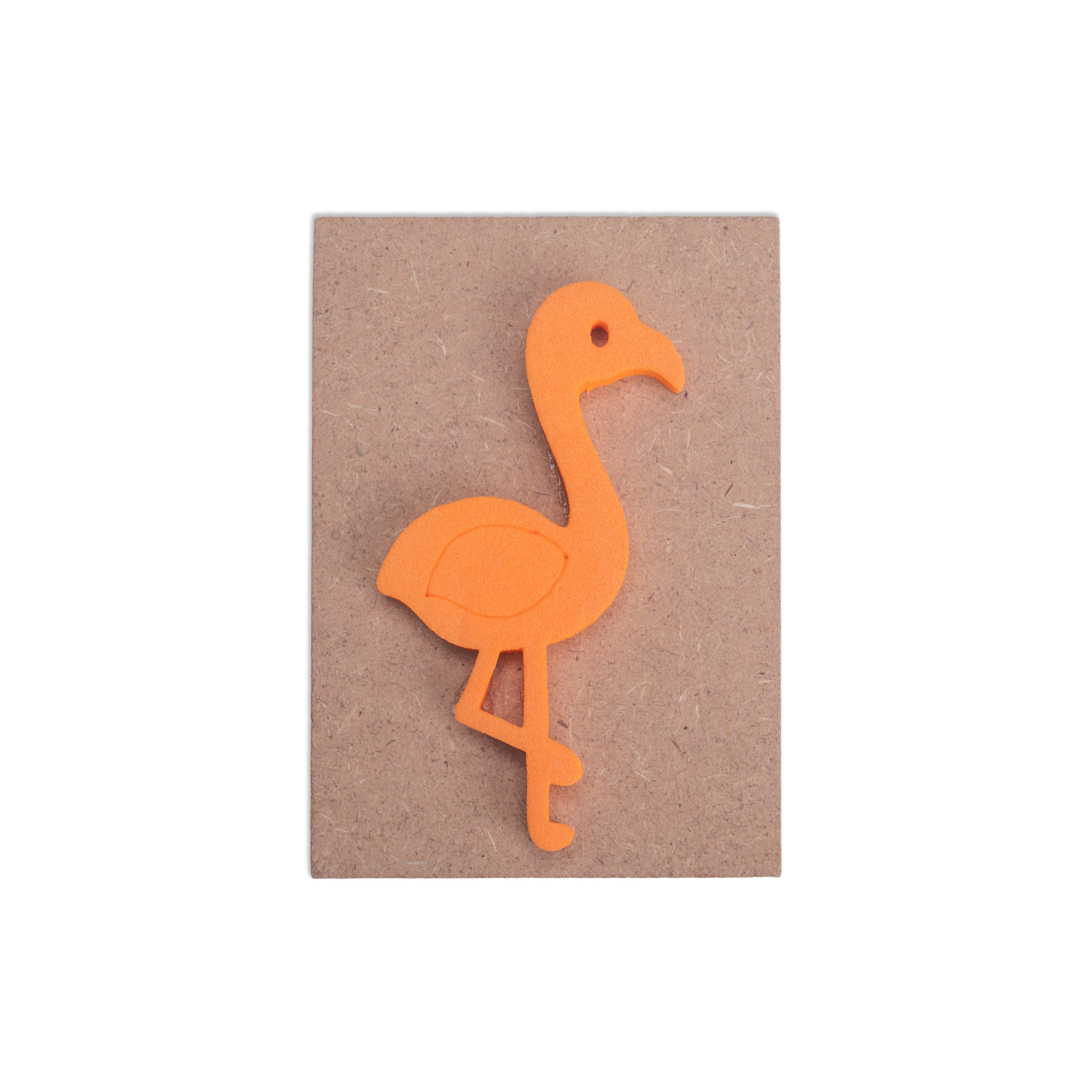 Foam Stamp Baby Flamingo 7.2 x 4cm X 5mm Thick (MDF Base 5.5mm thick rectangle 8.3 x 5.8cm) 1pc