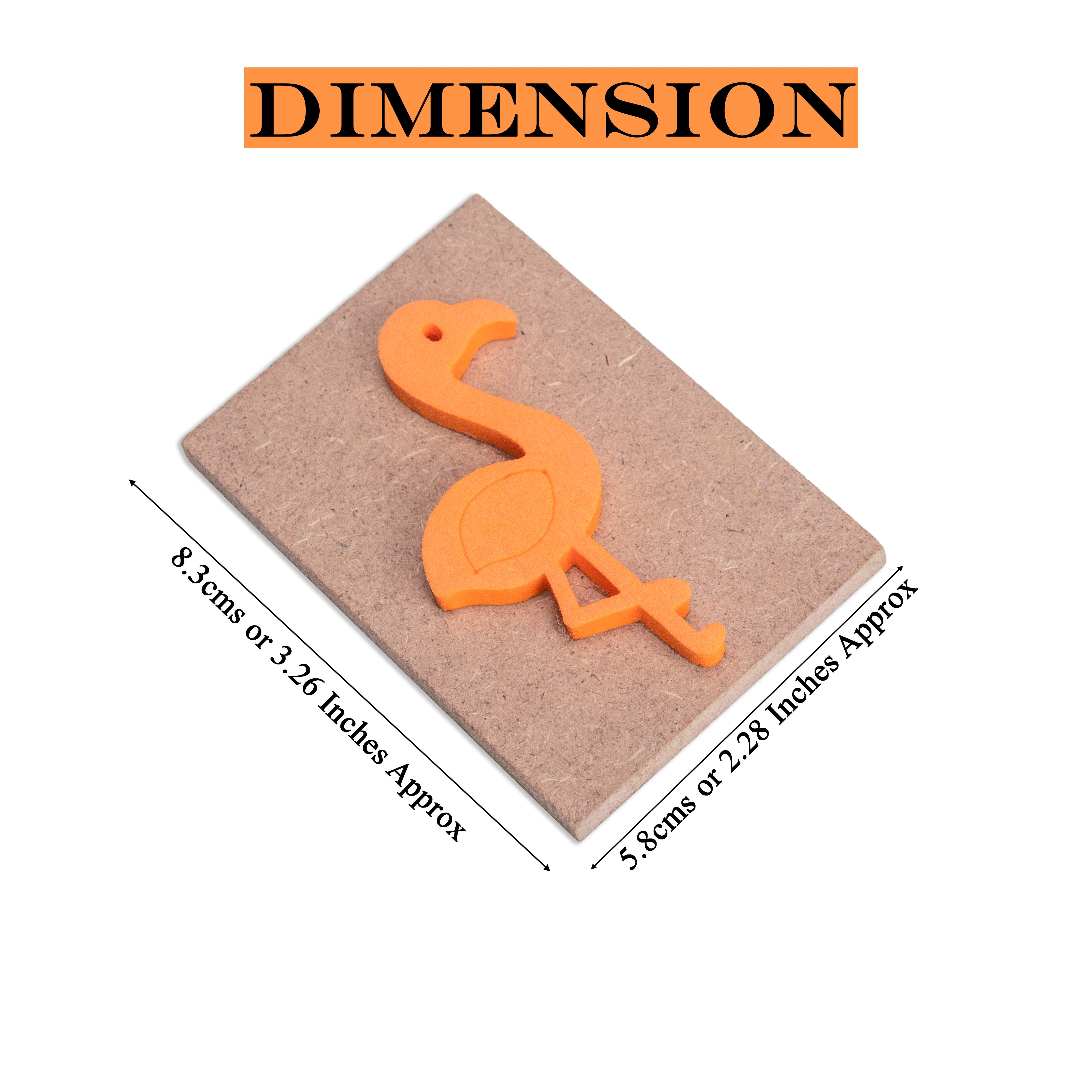 Foam Stamp Baby Flamingo 7.2 x 4cm X 5mm Thick (MDF Base 5.5mm thick rectangle 8.3 x 5.8cm) 1pc