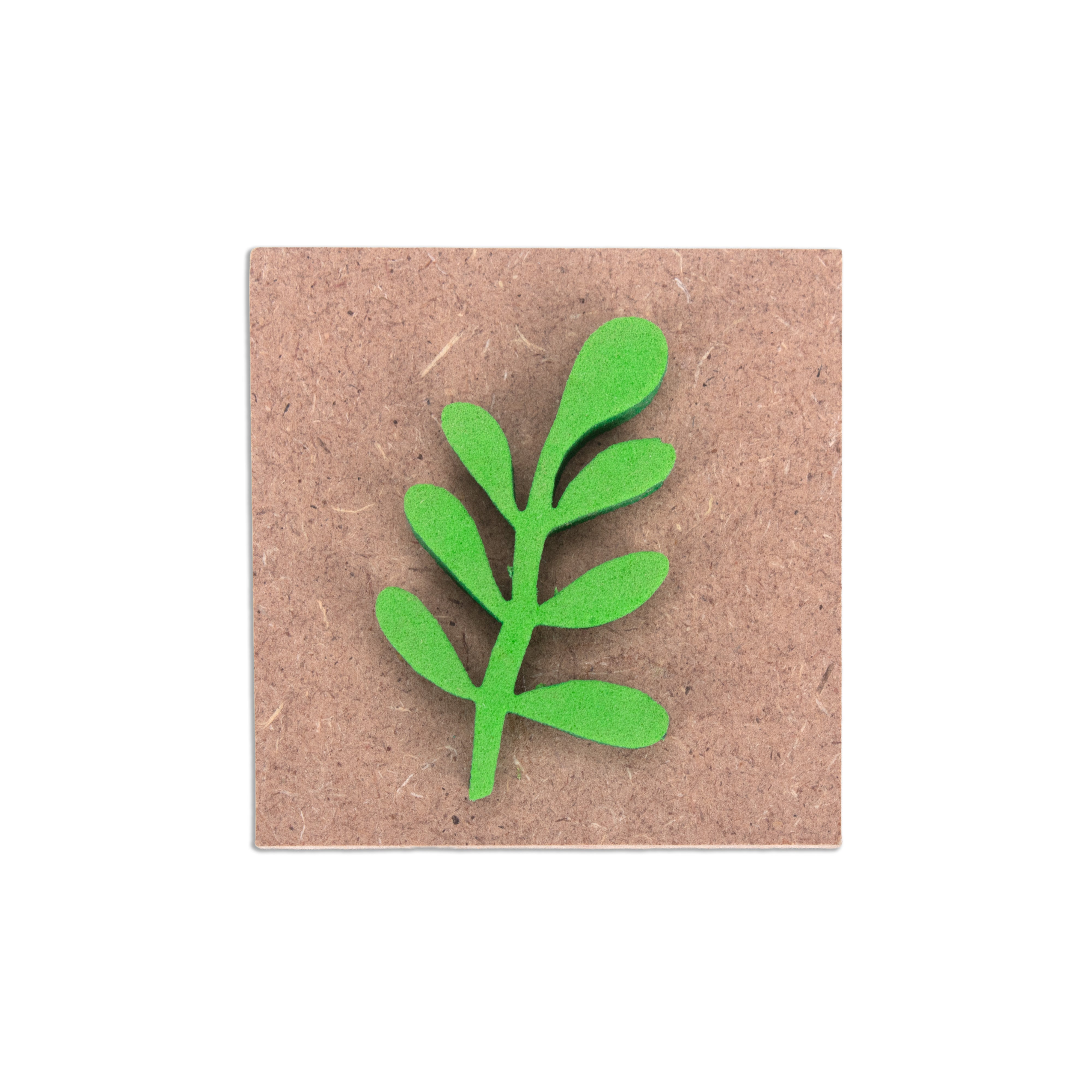 Foam Stamp Wild Leaf 4.4 x 2.4cm X 5mm Thick (MDF Base 5.5mm thick square 5 x 5cm) 1pc