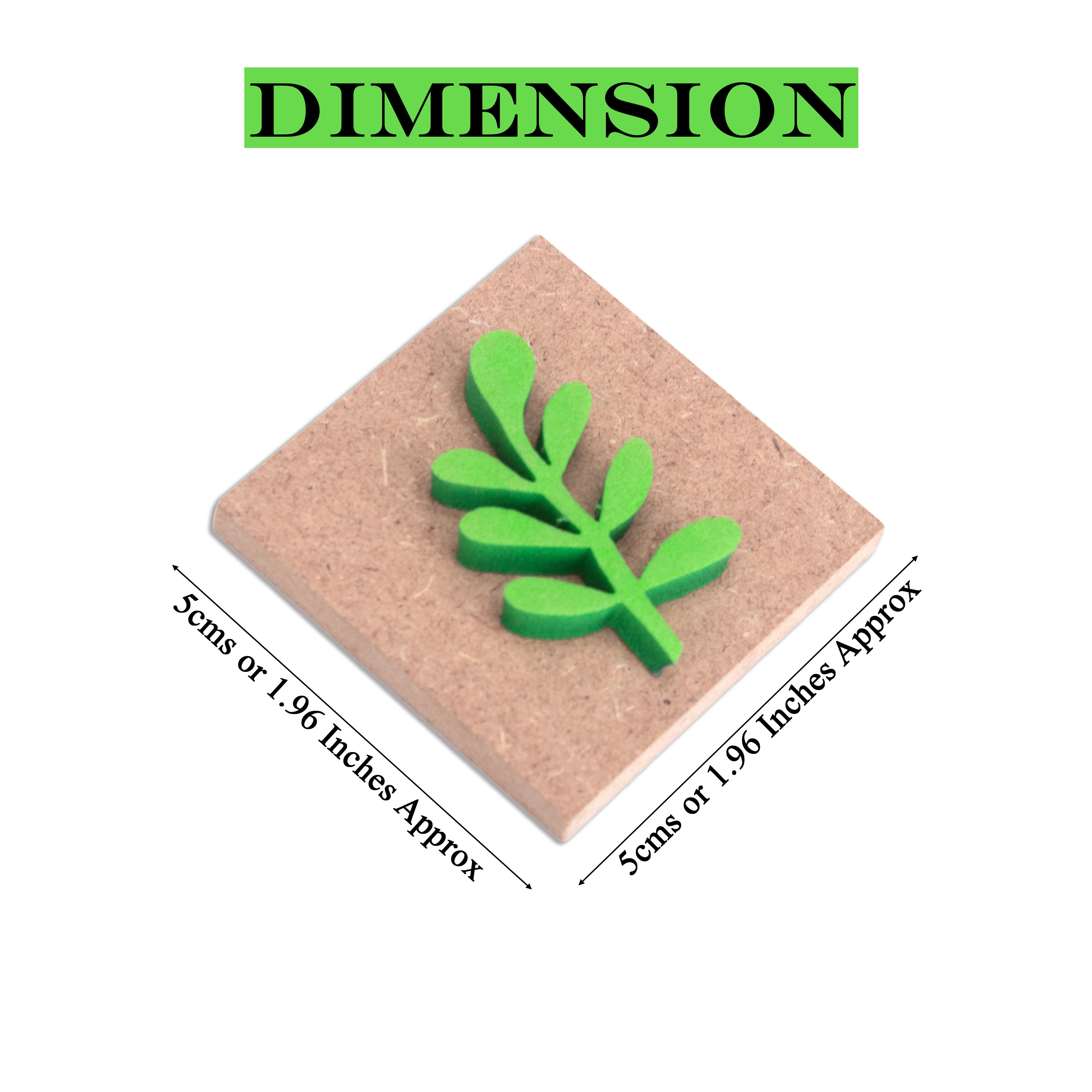 Foam Stamp Wild Leaf 4.4 x 2.4cm X 5mm Thick (MDF Base 5.5mm thick square 5 x 5cm) 1pc
