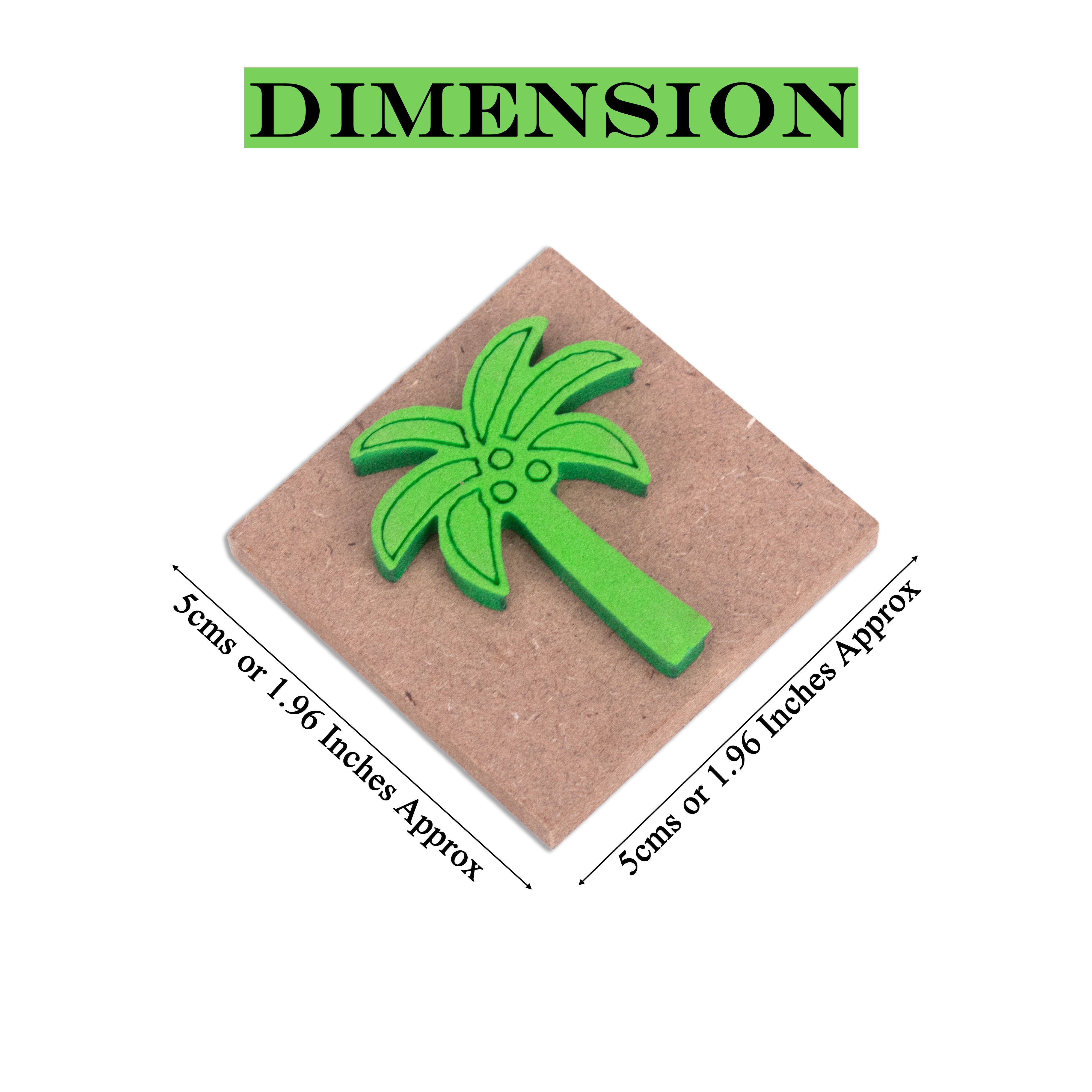 Foam Stamp Tropical Palm 4.5 x 3.7cm X 5mm Thick (MDF Base 5.5mm thick square 5 x 5cm) 1pc