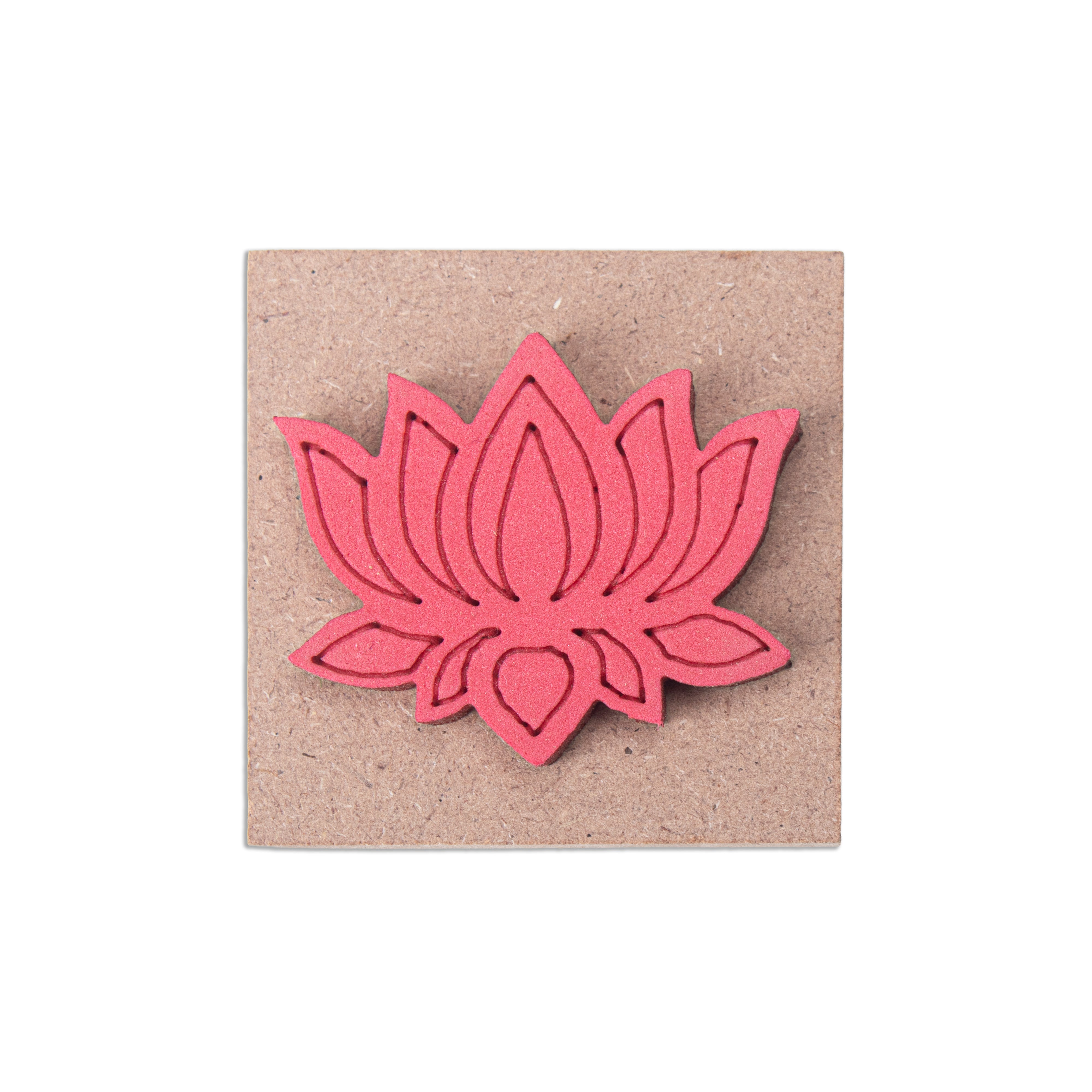 Foam Stamp Lotus 4.4 x 3.6cm X 5mm Thick (MDF Base 5.5mm thick square 5 x 5cm) 1pc