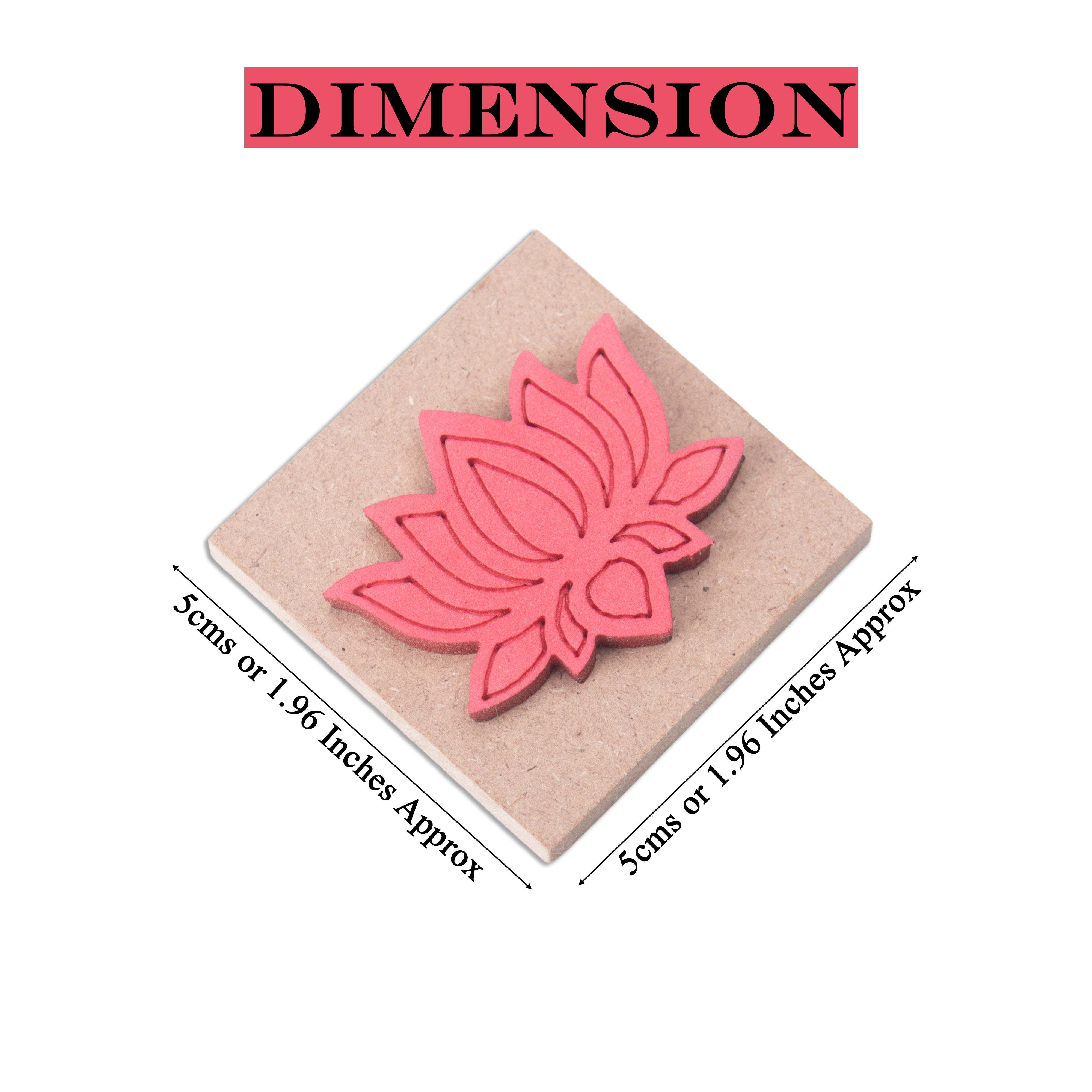 Foam Stamp Lotus 4.4 x 3.6cm X 5mm Thick (MDF Base 5.5mm thick square 5 x 5cm) 1pc