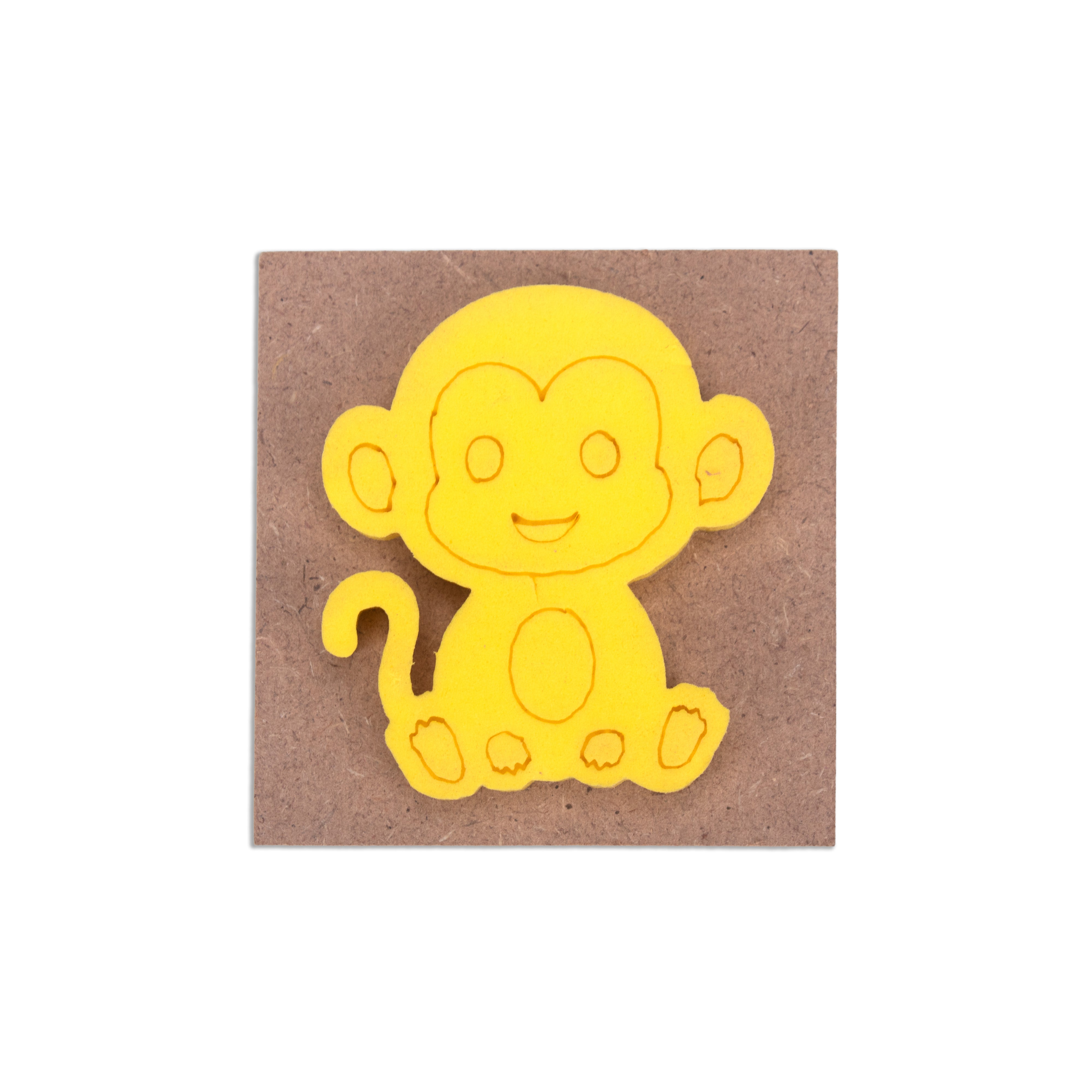 Foam Stamp Monkey 4.7 x 4cm X 5mm Thick (MDF Base 5.5mm thick square 5 x 5cm) 1pc
