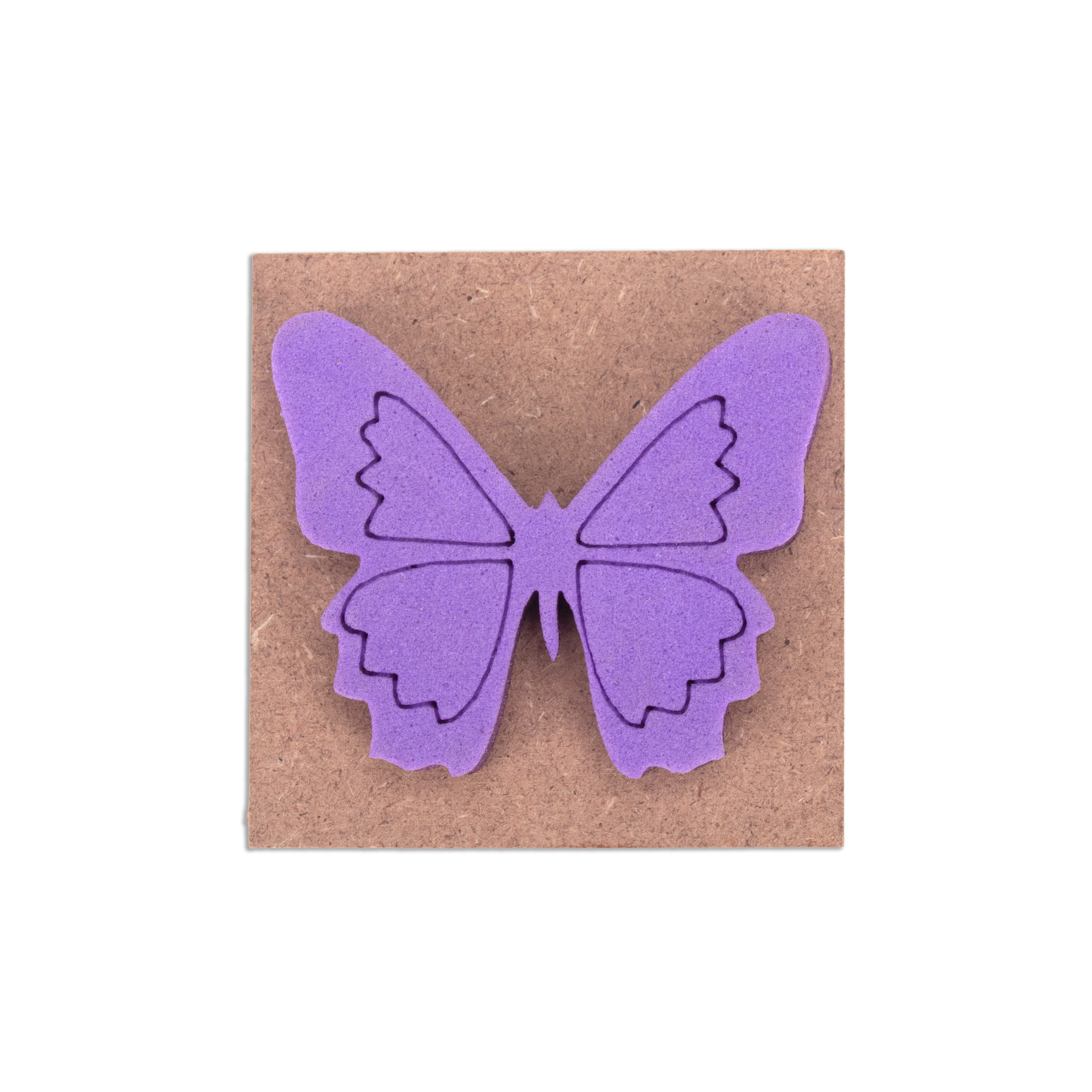 Foam Stamp Butterfly 4.6 x 4cm X 5mm Thick (MDF Base 5.5mm thick square 5 x 5cm) 1pc