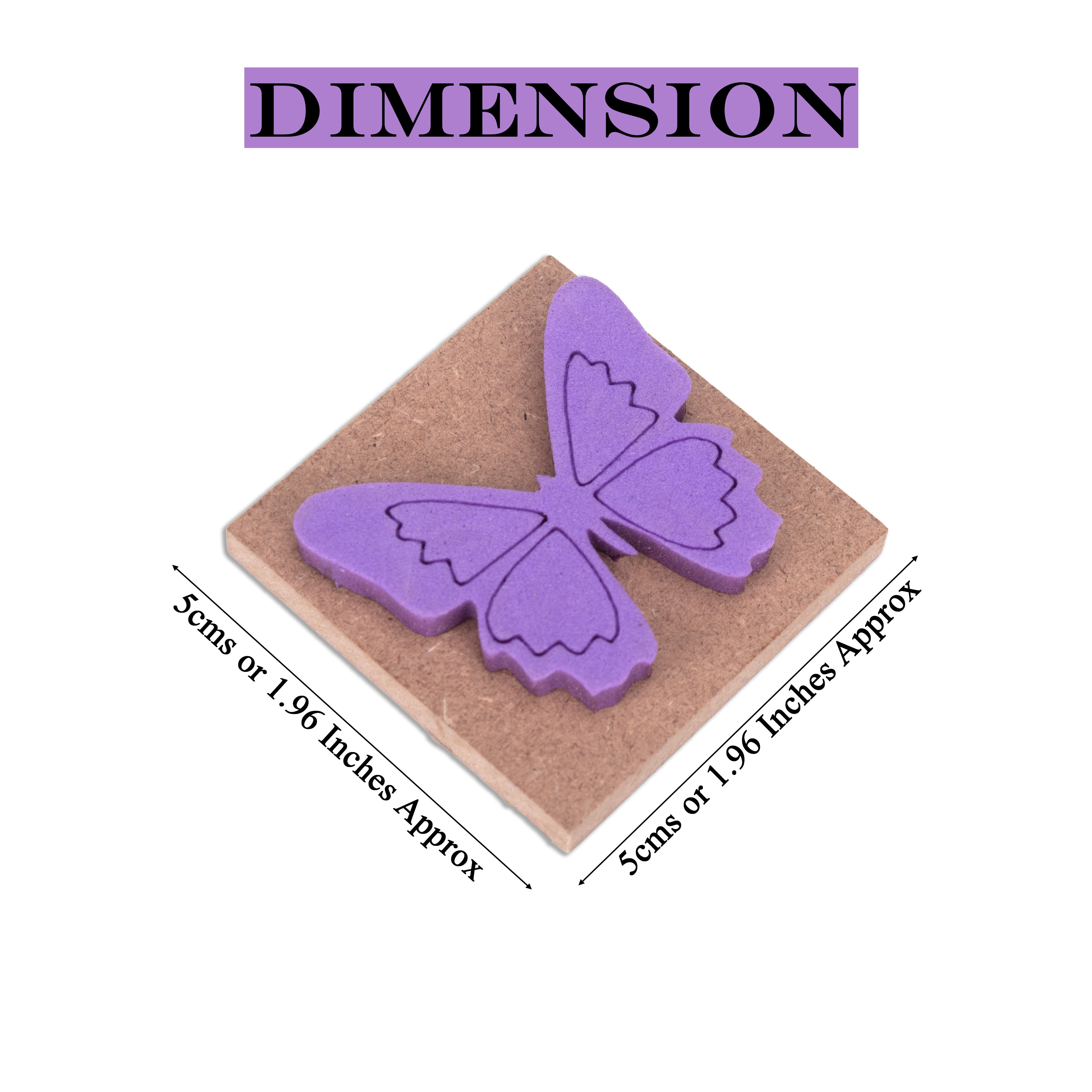 Foam Stamp Butterfly 4.6 x 4cm X 5mm Thick (MDF Base 5.5mm thick square 5 x 5cm) 1pc