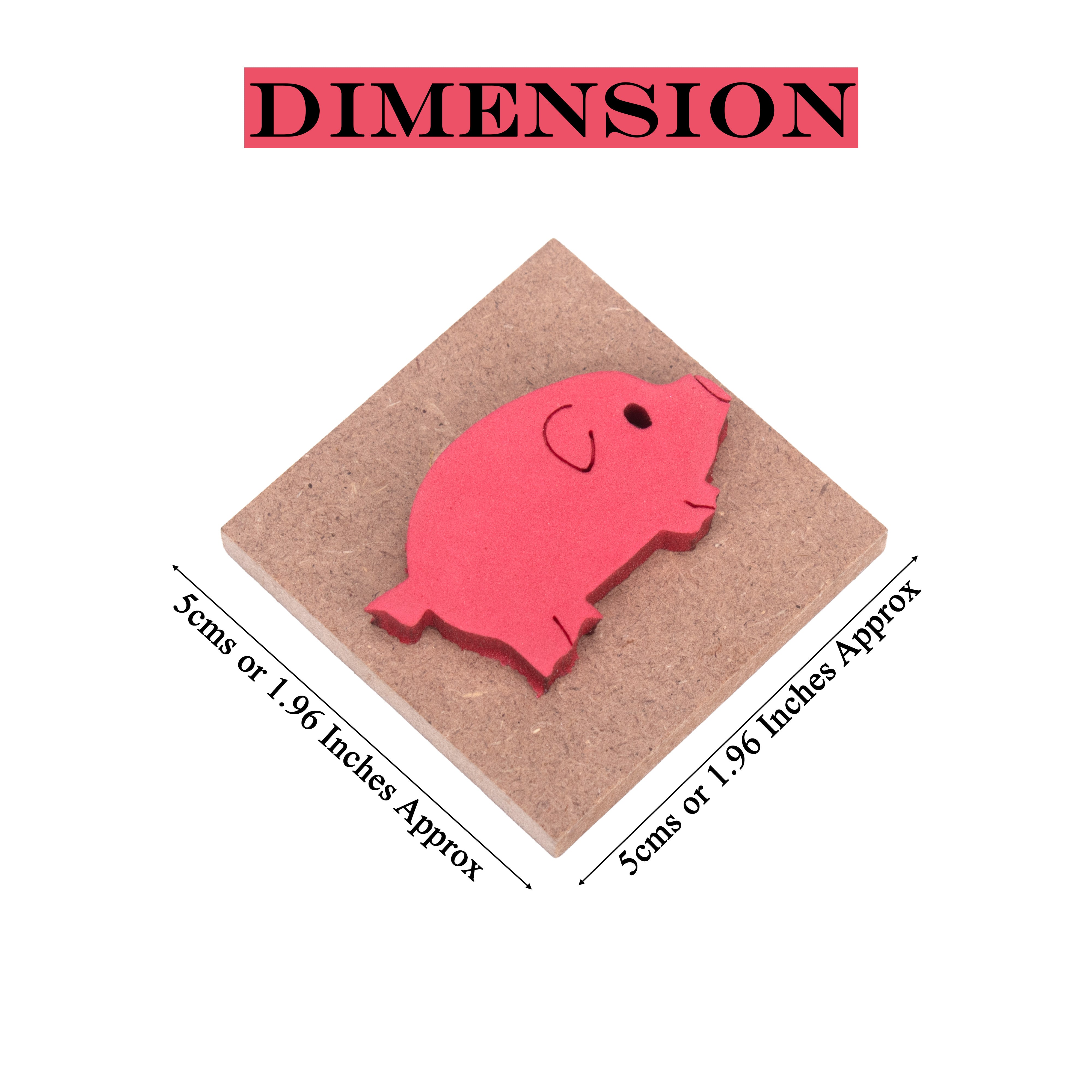 Foam Stamp Little Pig 4.5 x 2.5cm X 5mm Thick (MDF Base 5.5mm thick round 5cm dia) 1pc